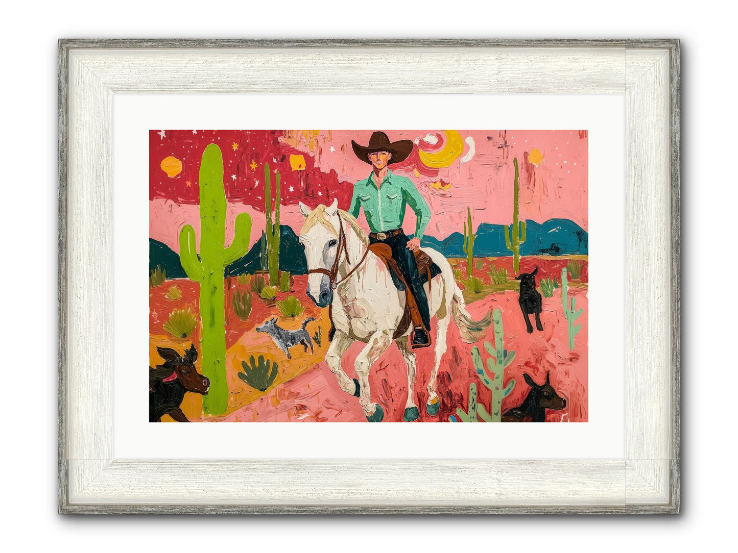Western Rose Framed Print - Driftwood White 24x16
