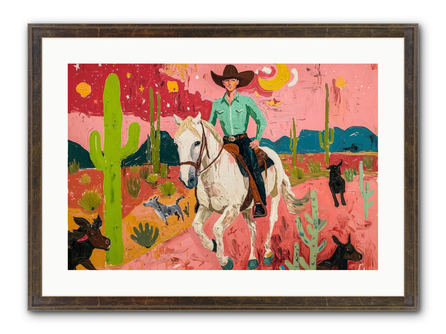 Western Rose Framed Print - Slimwoods Black/Gold 24x16