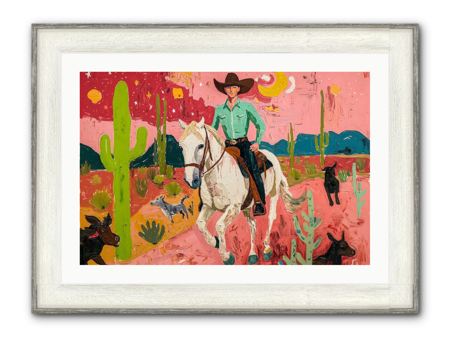 Western Rose Framed Print - Driftwood White 30x20