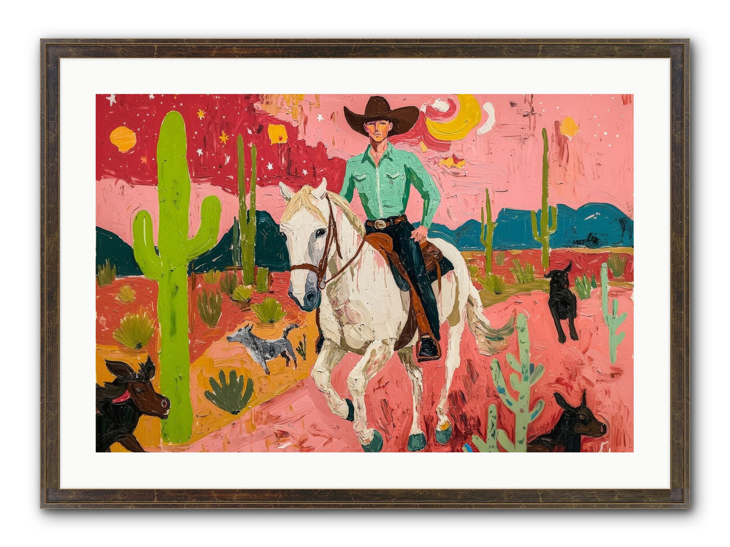 Western Rose Framed Print - Slimwoods Black/Gold 30x20