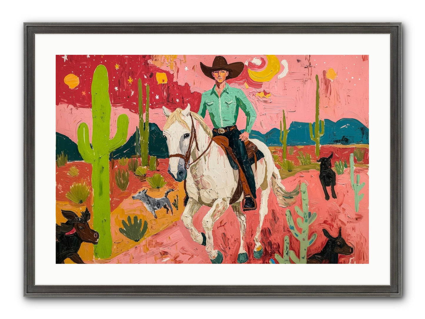 Western Rose Framed Print - Slimwoods Black/Silver 30x20
