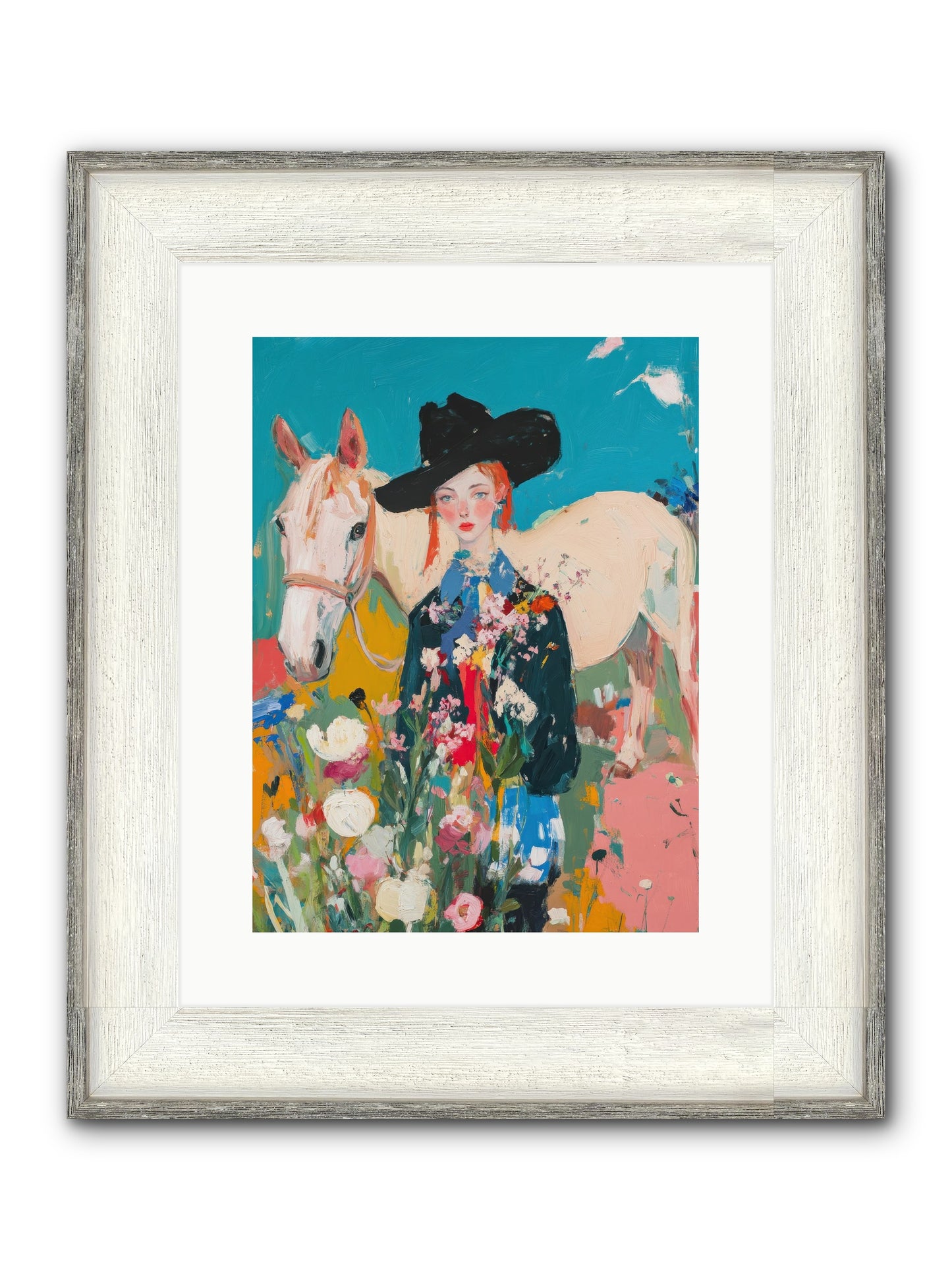 Western Tapestry Framed Print - Driftwood White 12x16