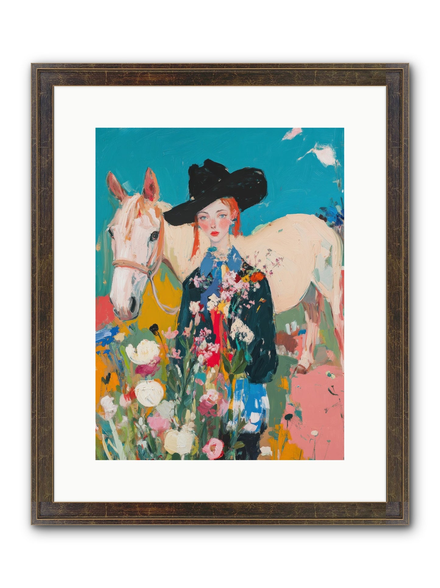 Western Tapestry Framed Print - Slimwoods Black/Gold 12x16