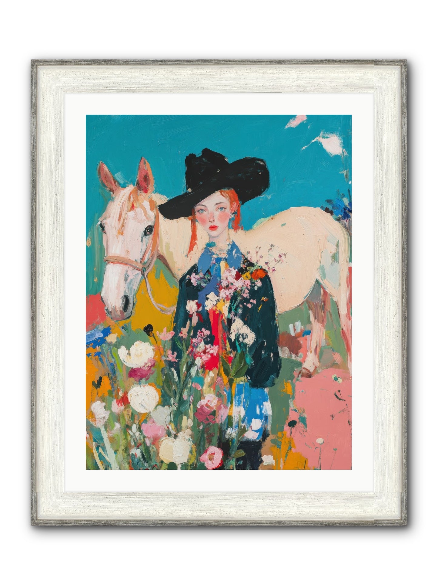 Western Tapestry Framed Print - Driftwood White 24x32