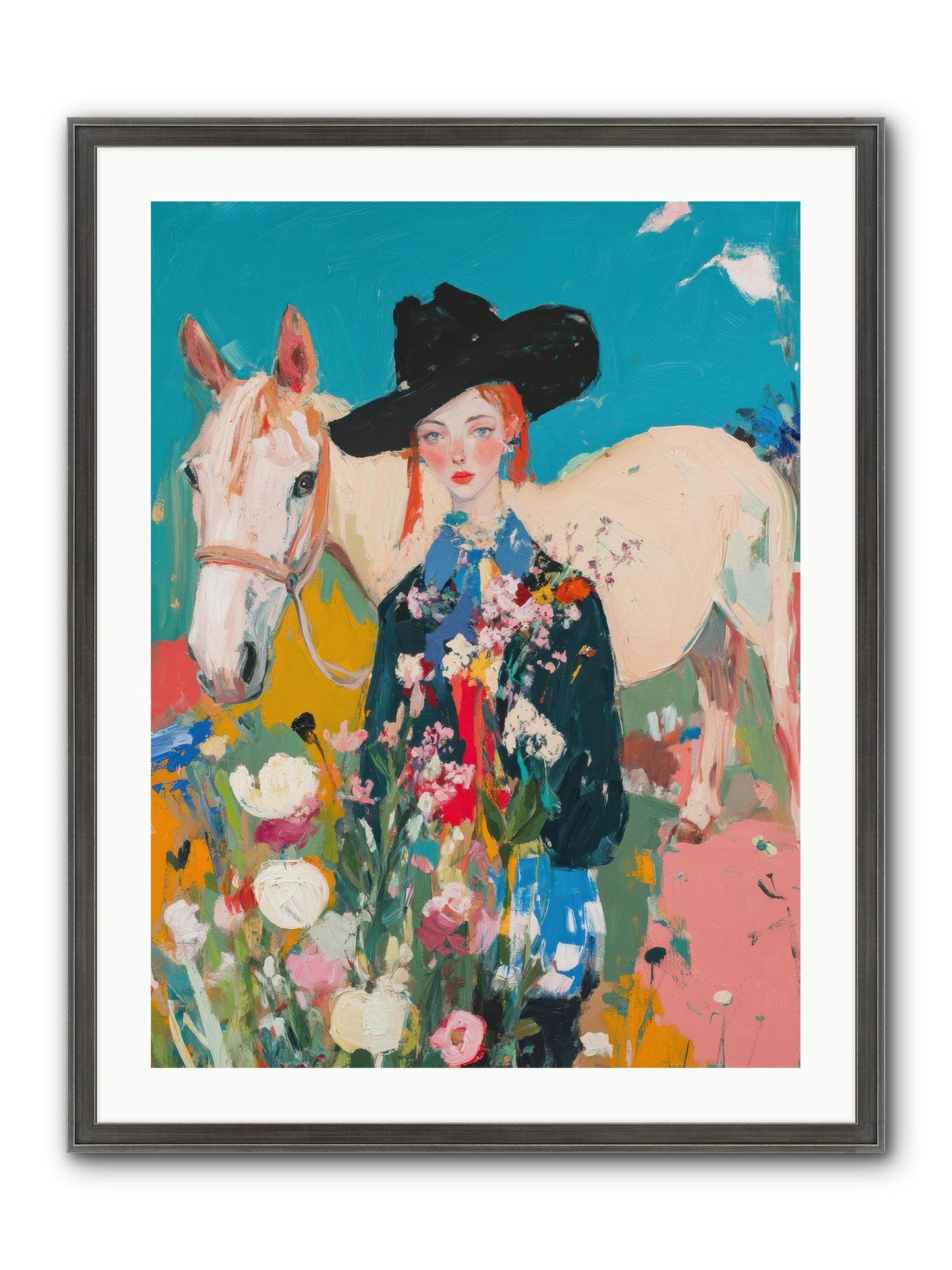 Western Tapestry Framed Print - Slimwoods Black/Silver 24x32