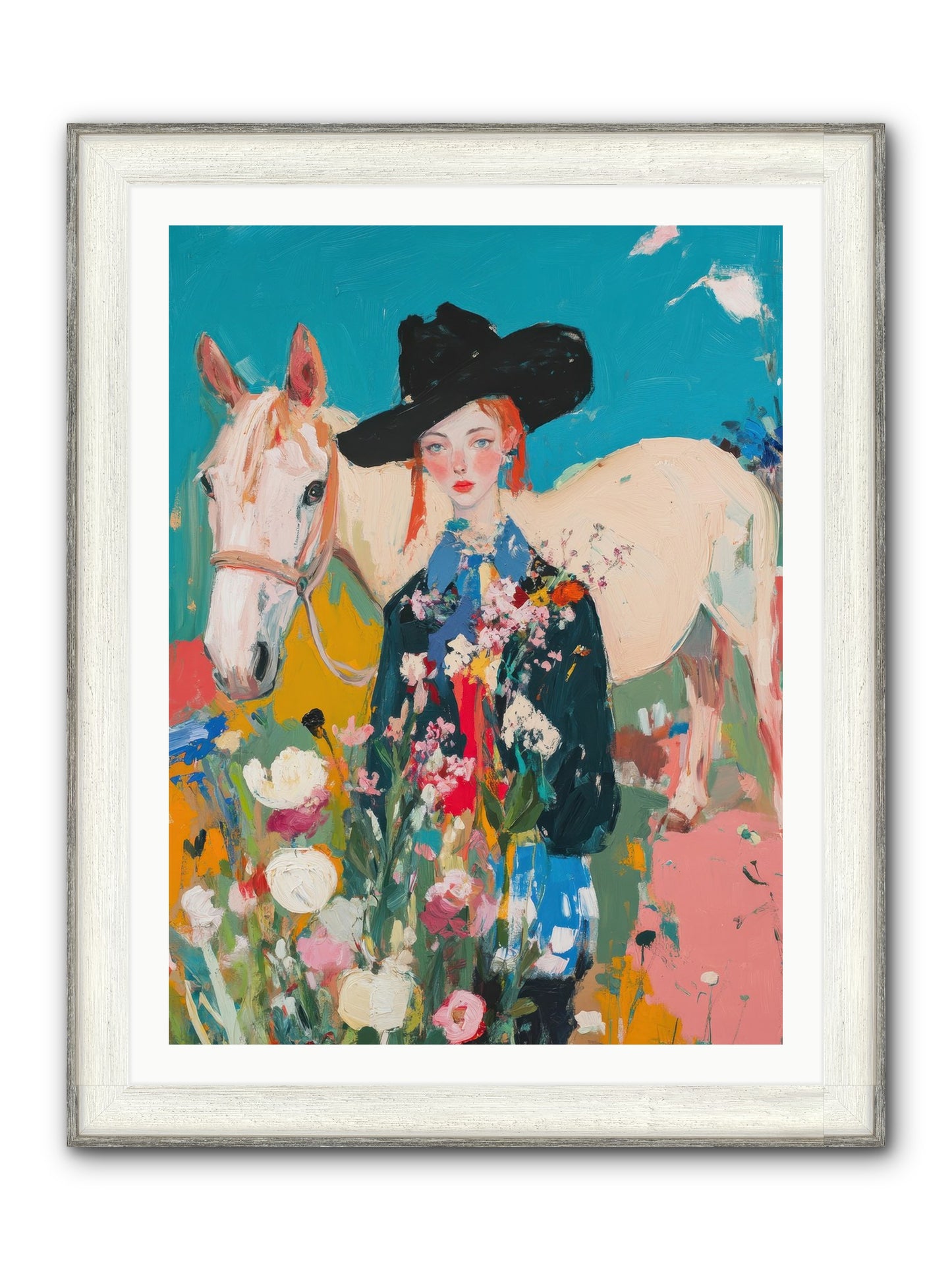 Western Tapestry Framed Print - Driftwood White 30x40