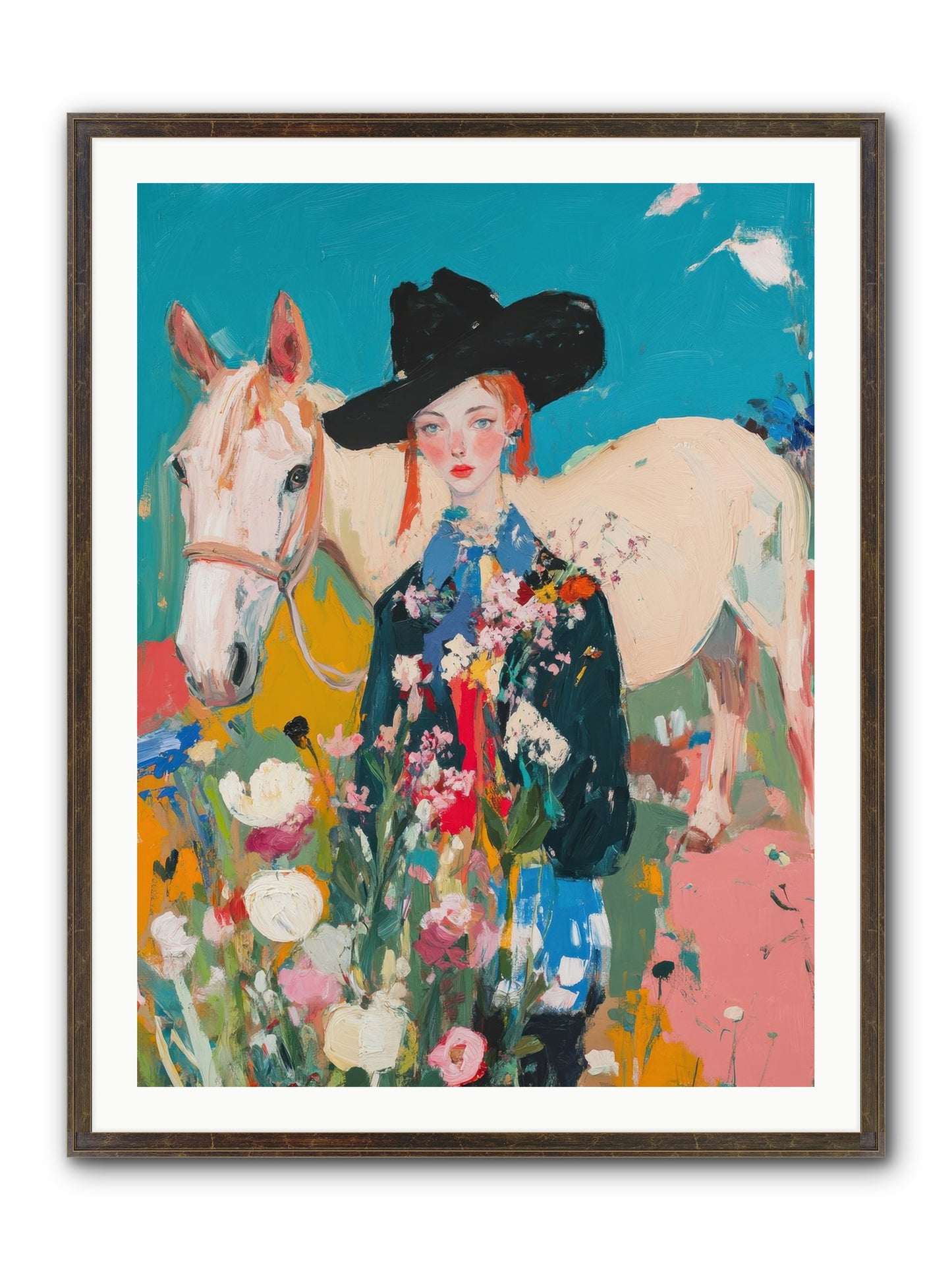 Western Tapestry Framed Print - Slimwoods Black/Gold 30x40