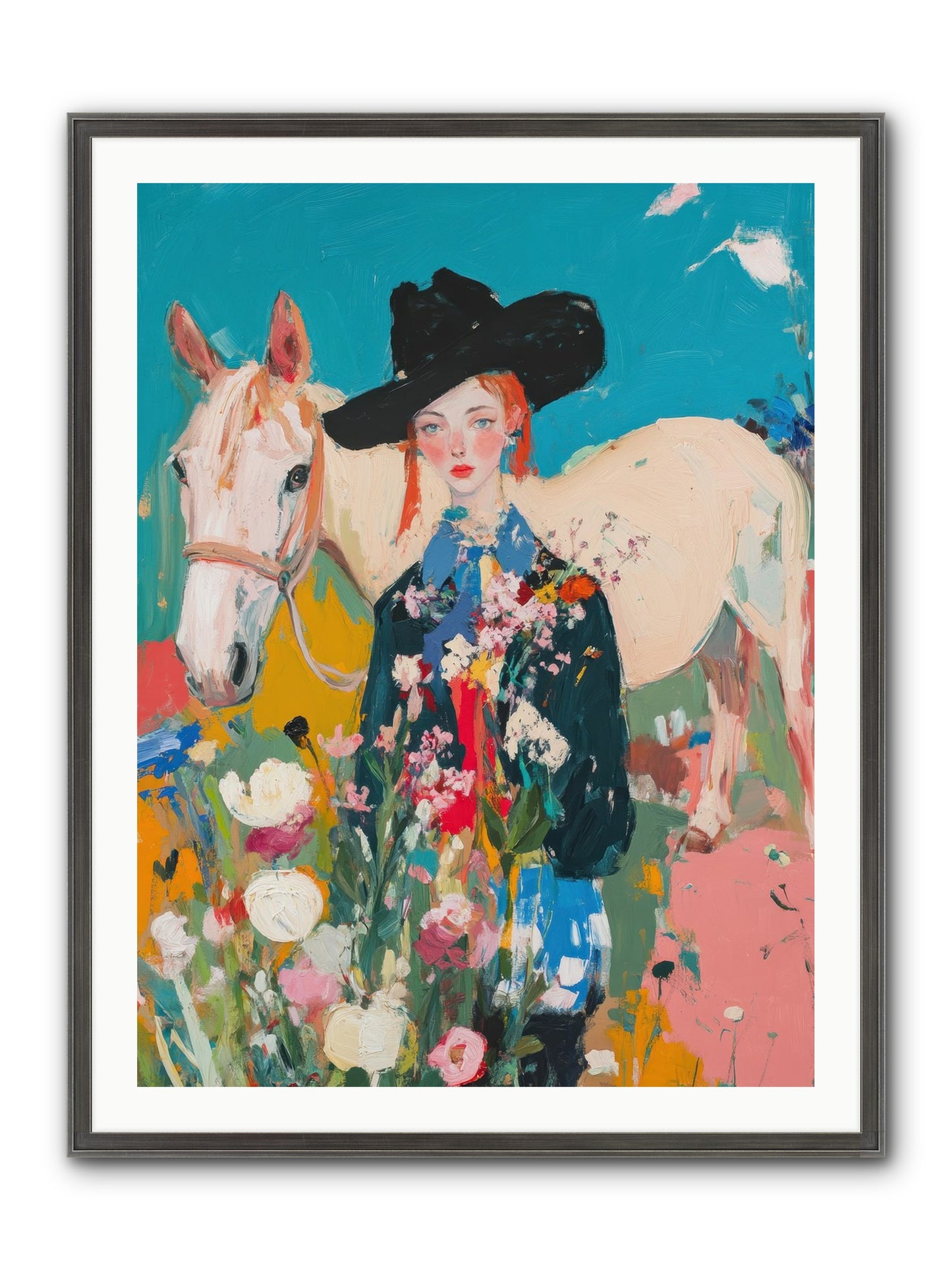 Western Tapestry Framed Print - Slimwoods Black/Silver 30x40