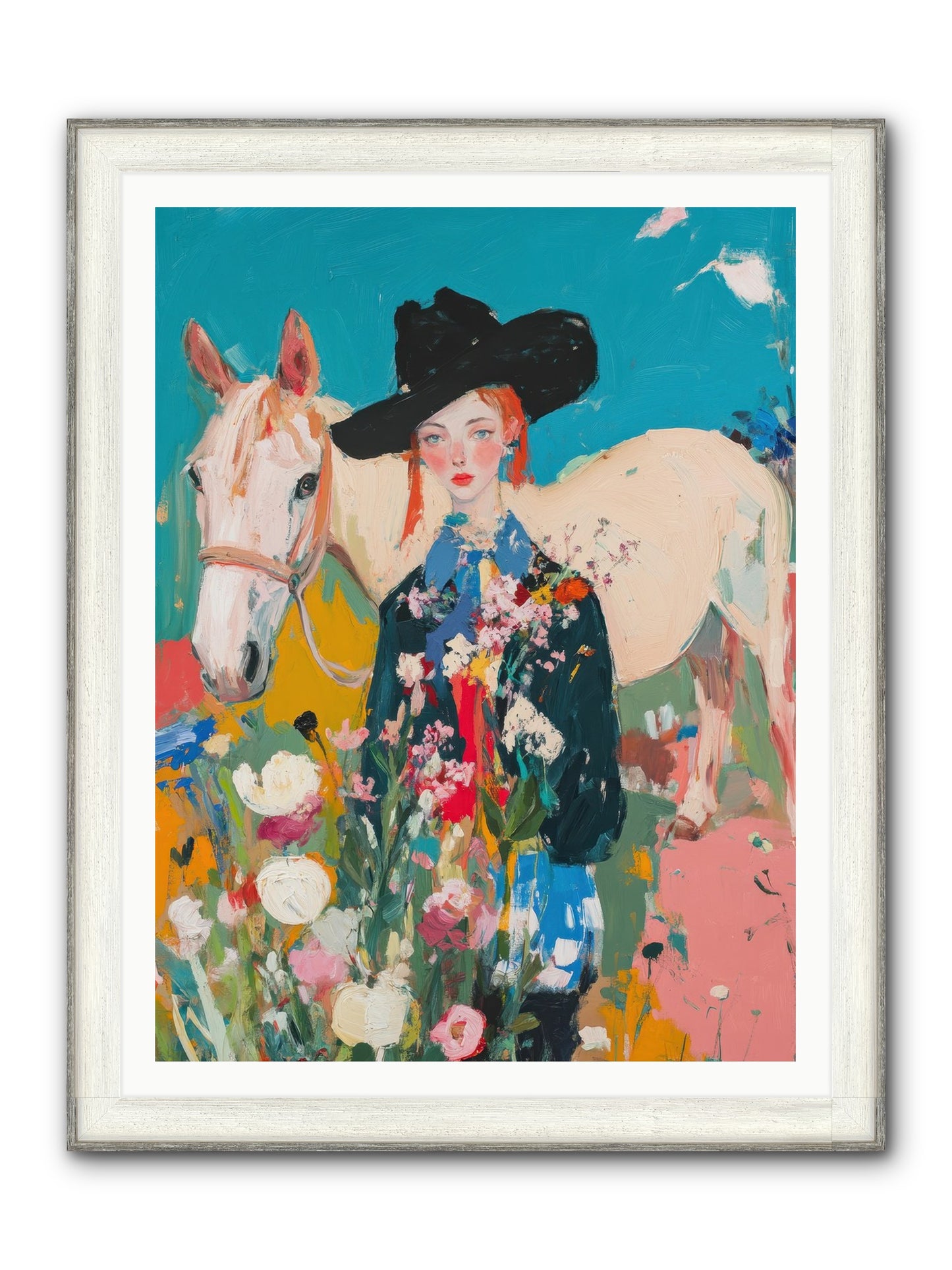 Western Tapestry Framed Print - Driftwood White 36x48