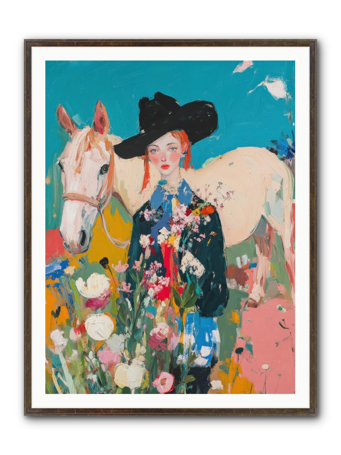 Western Tapestry Framed Print - Slimwoods Black/Gold 36x48