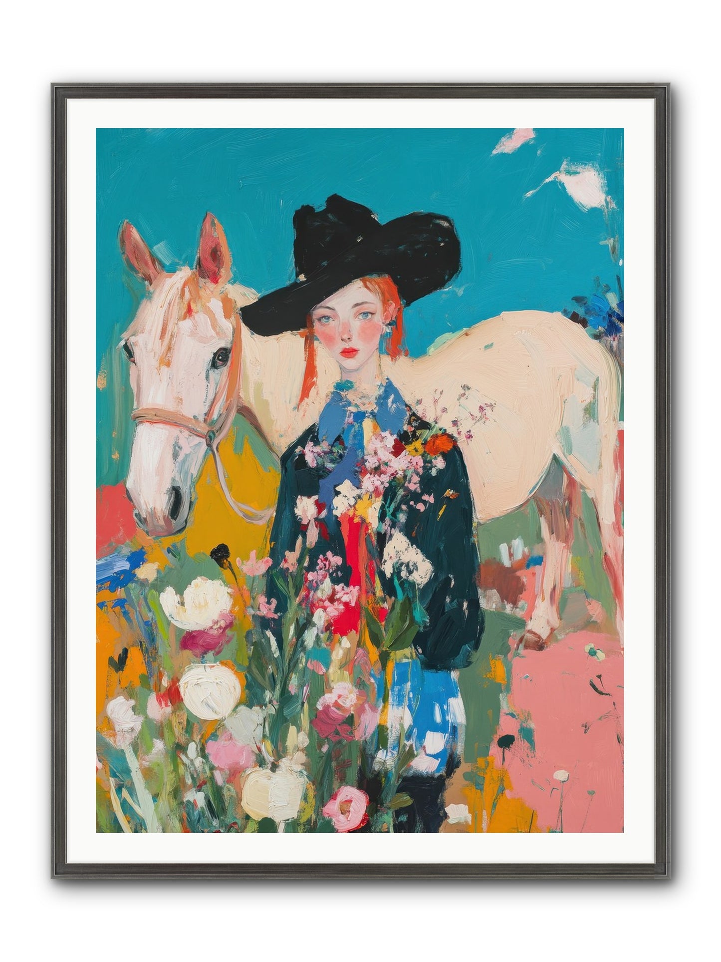Western Tapestry Framed Print - Slimwoods Black/Silver 36x48