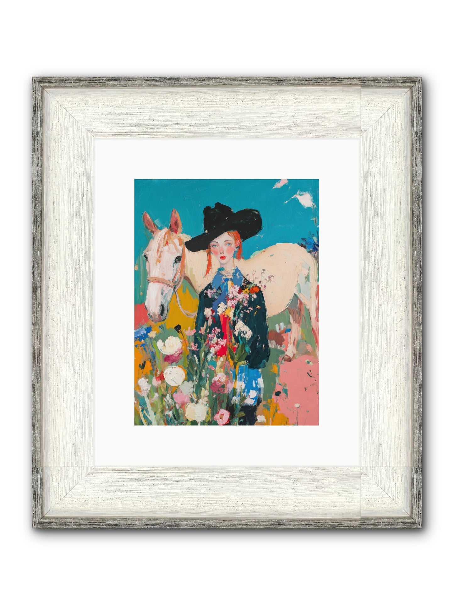 Western Tapestry Framed Print - Driftwood White 9x12