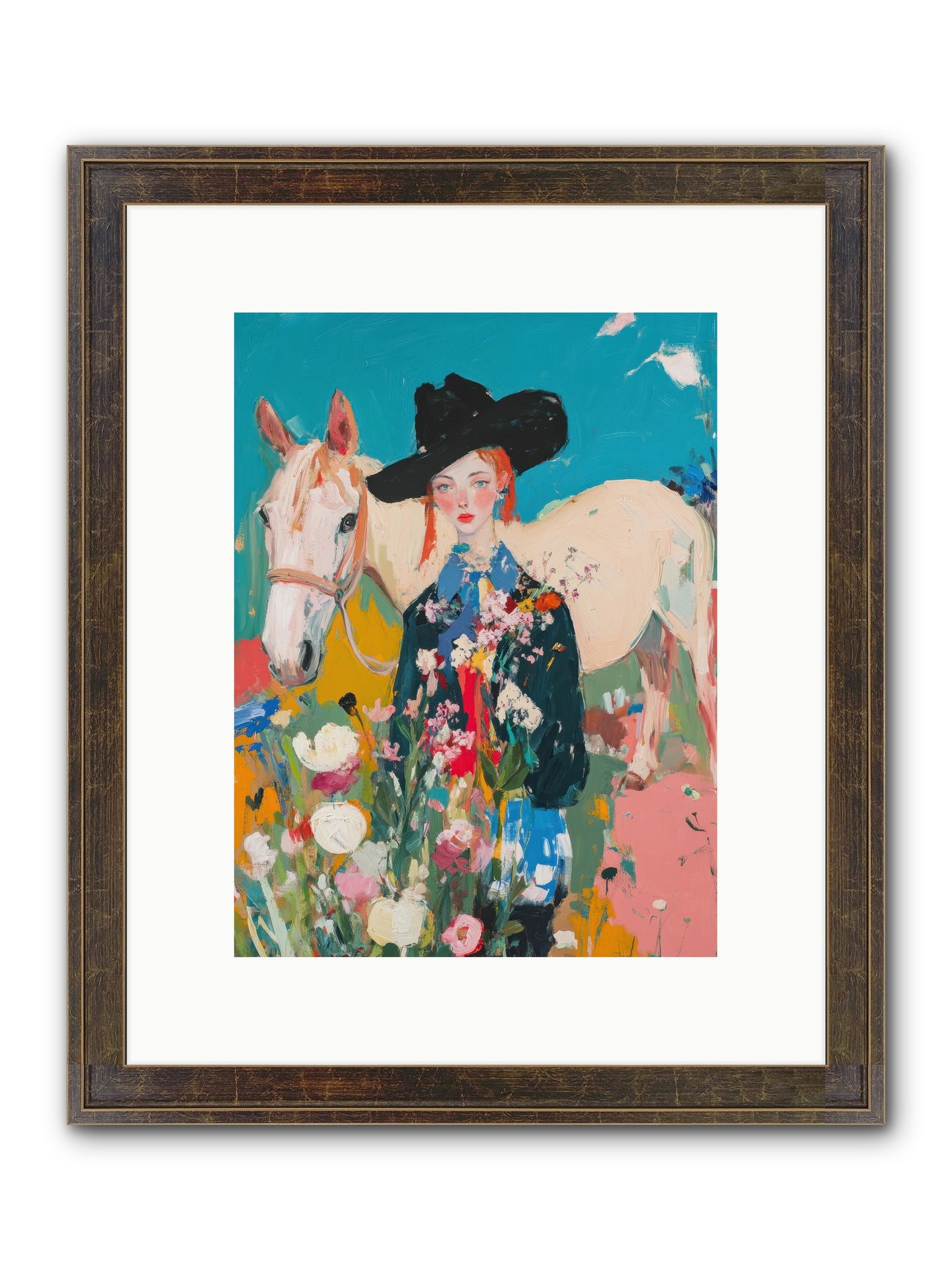 Western Tapestry Framed Print - Slimwoods Black/Gold 9x12