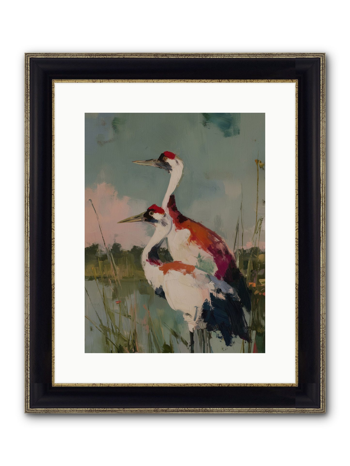 Wetland Wanderers Framed Print - Black & Gold 12x16