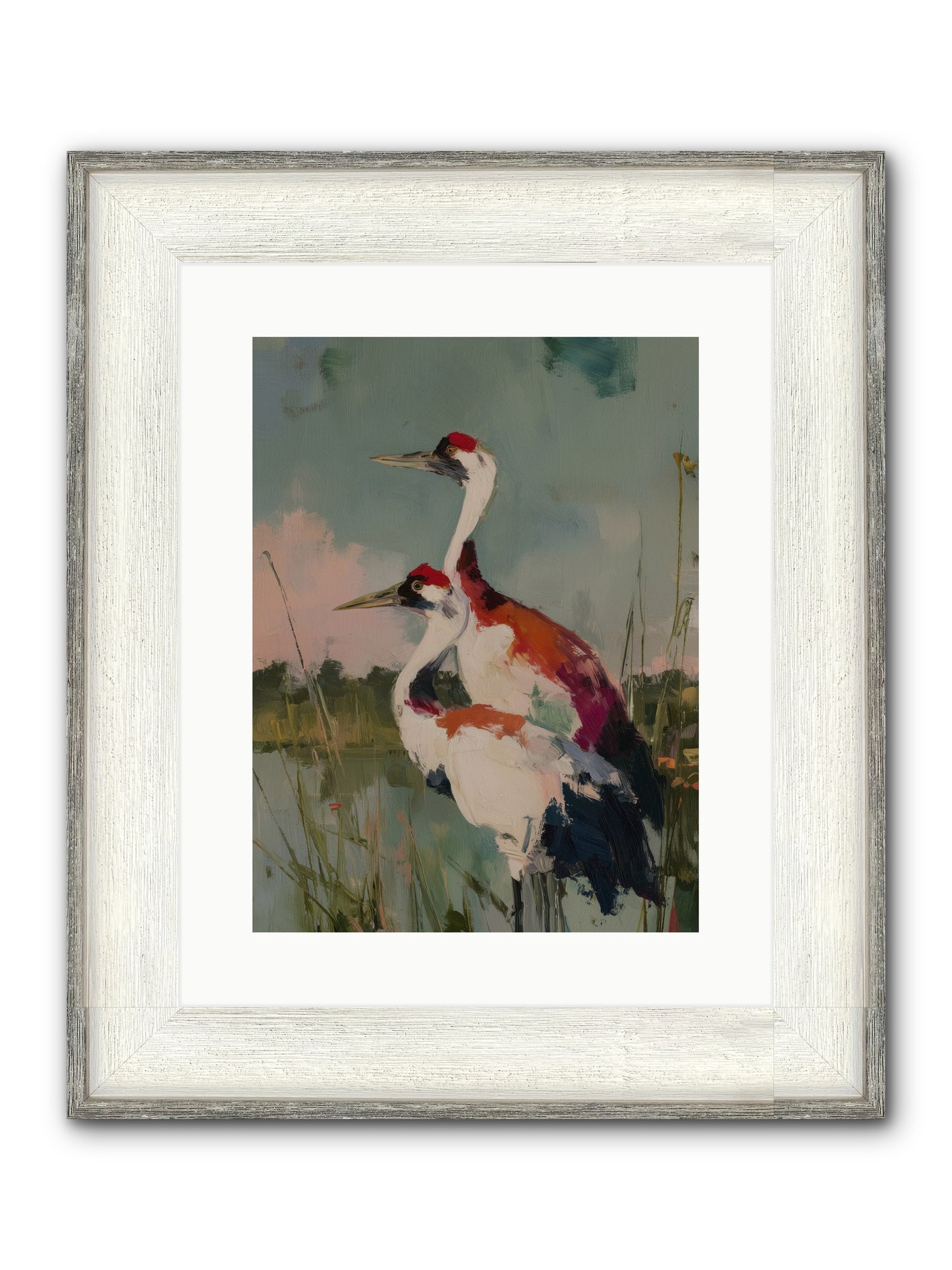 Wetland Wanderers Framed Print - Driftwood White 12x16
