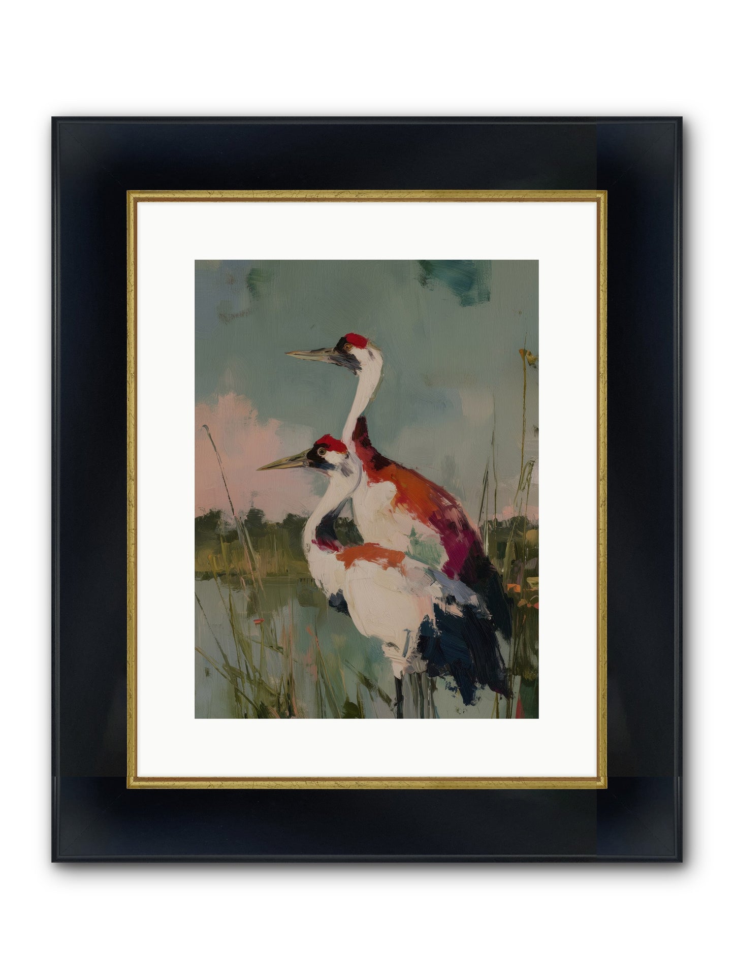 Wetland Wanderers Framed Print - Wide Black w/Gold 12x16