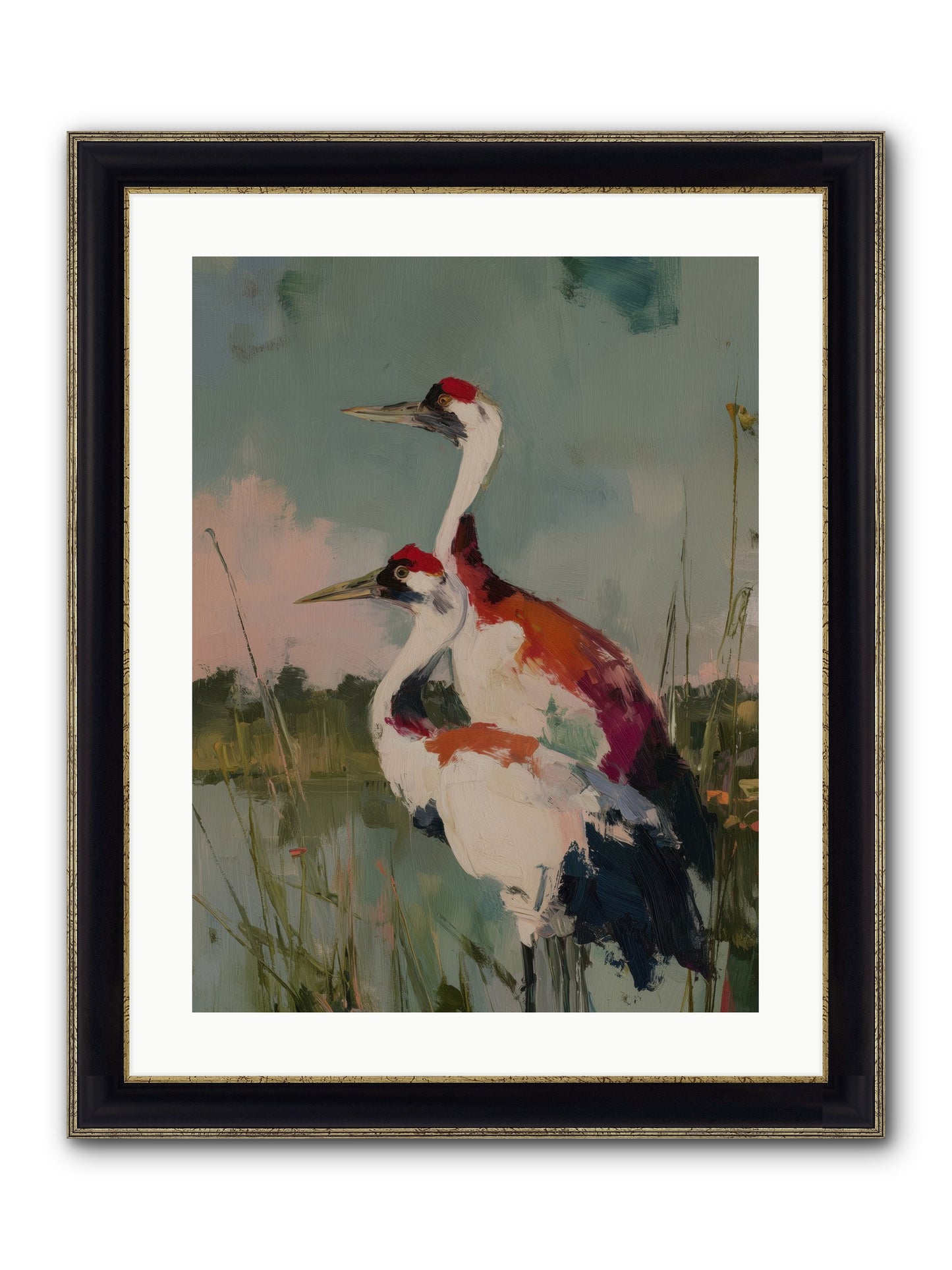 Wetland Wanderers Framed Print - Black & Gold 18x24