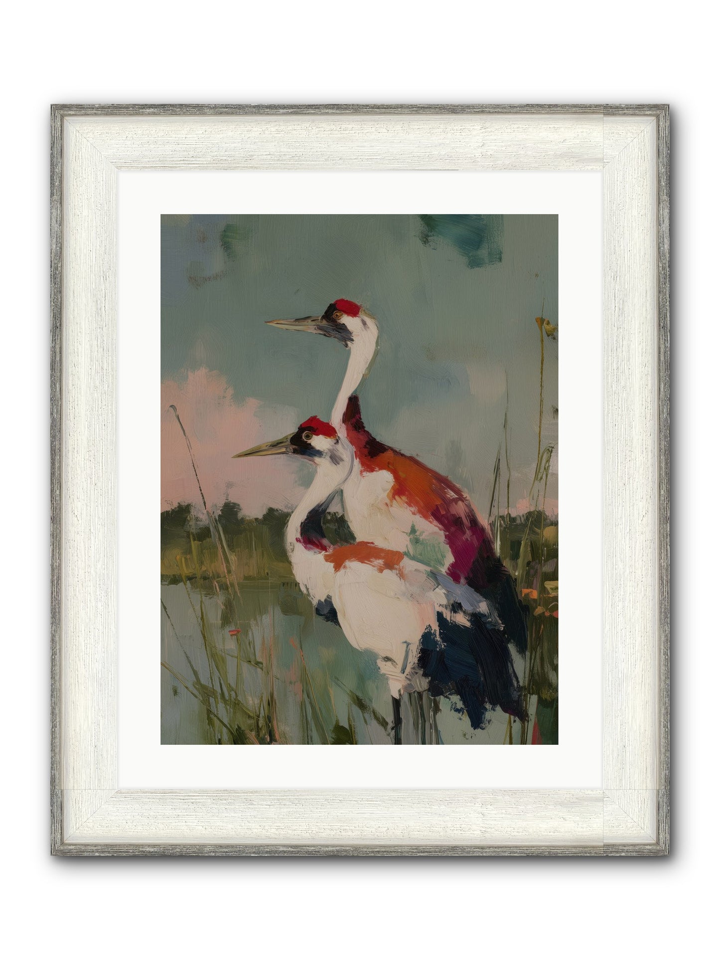Wetland Wanderers Framed Print - Driftwood White 18x24