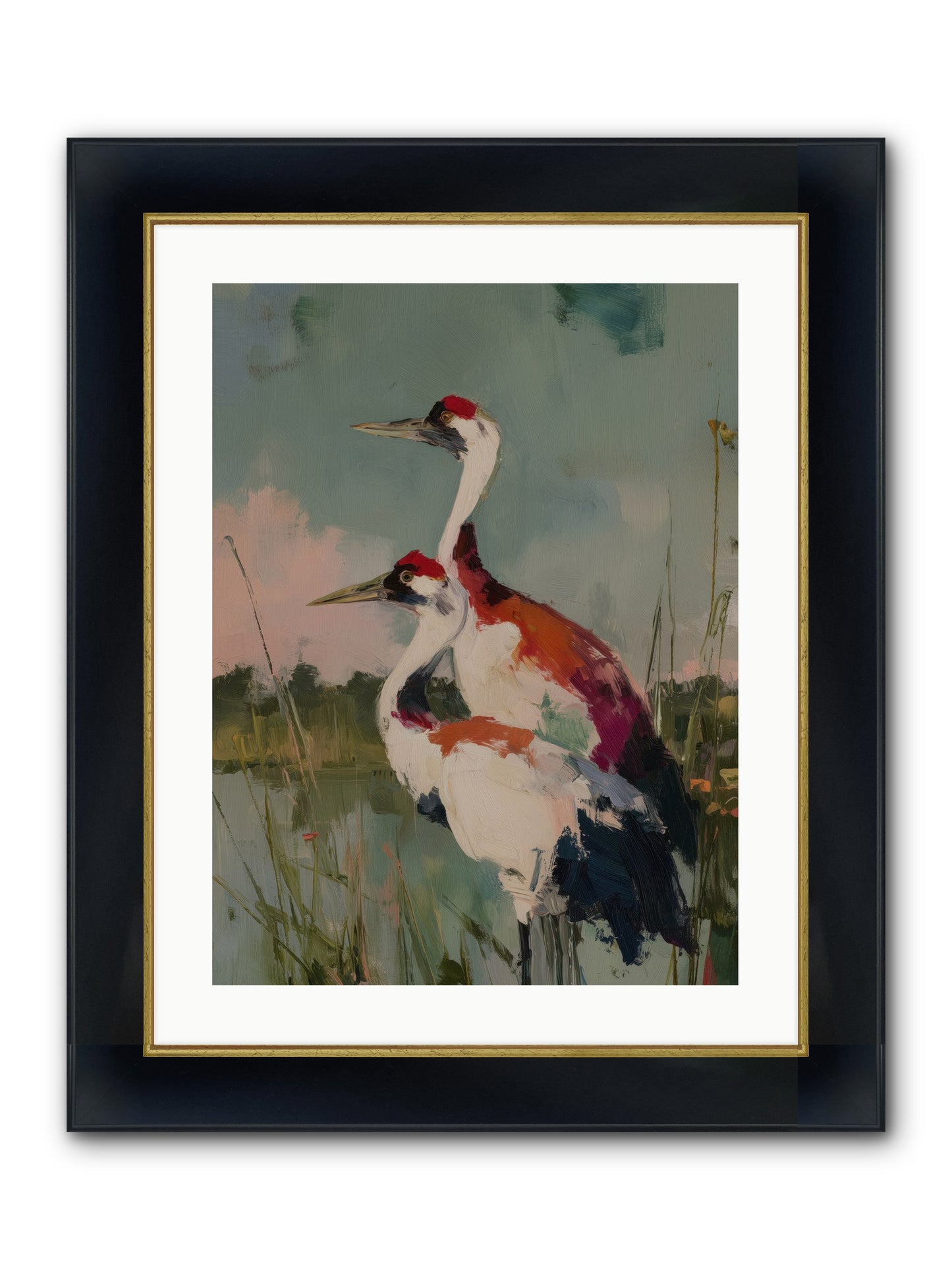 Wetland Wanderers Framed Print - Wide Black w/Gold 18x24
