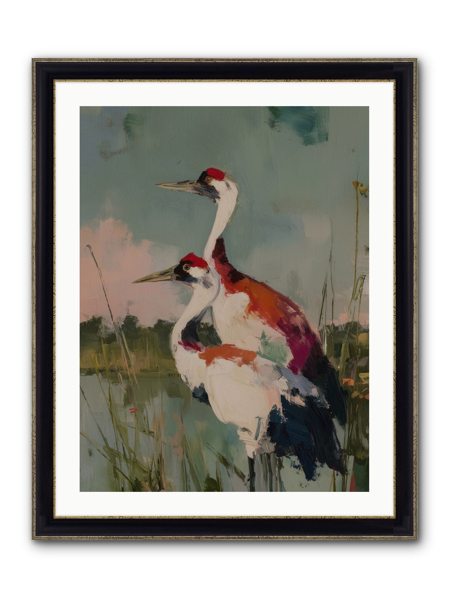 Wetland Wanderers Framed Print - Black & Gold 24x32