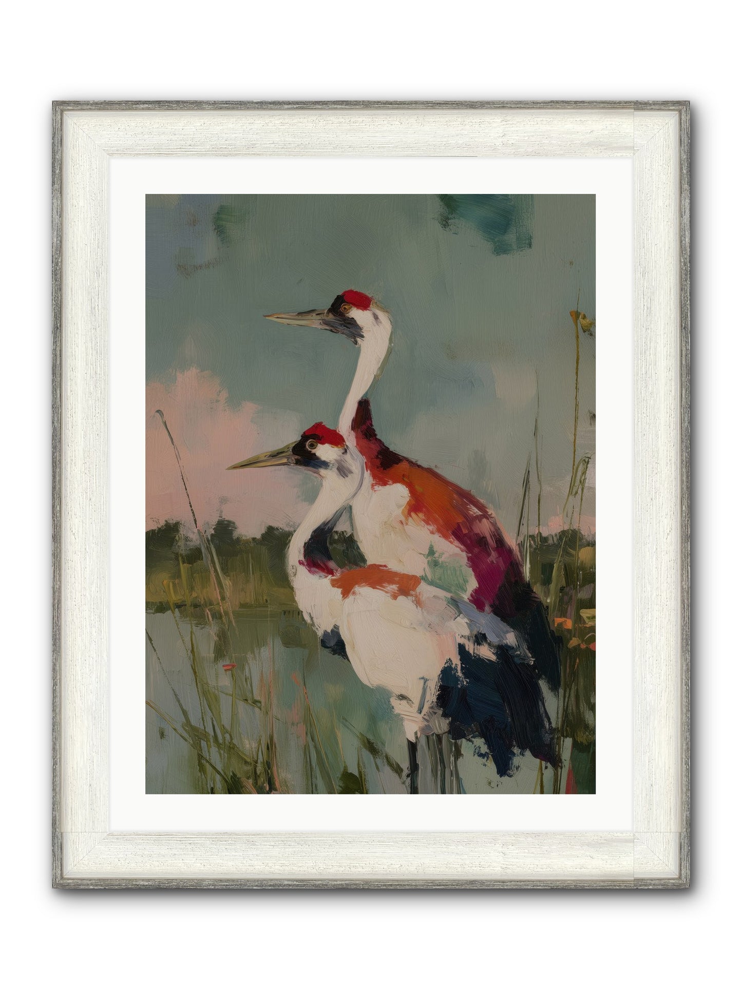 Wetland Wanderers Framed Print - Driftwood White 24x32