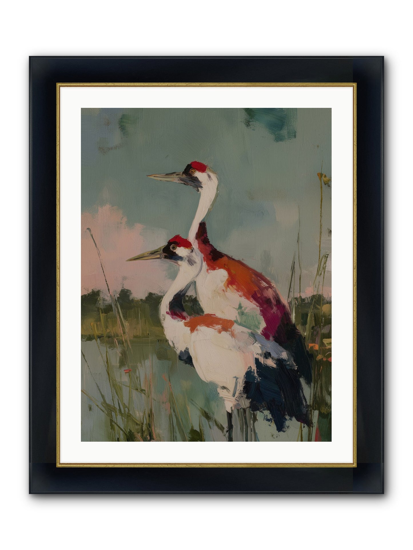 Wetland Wanderers Framed Print - Wide Black w/Gold 24x32