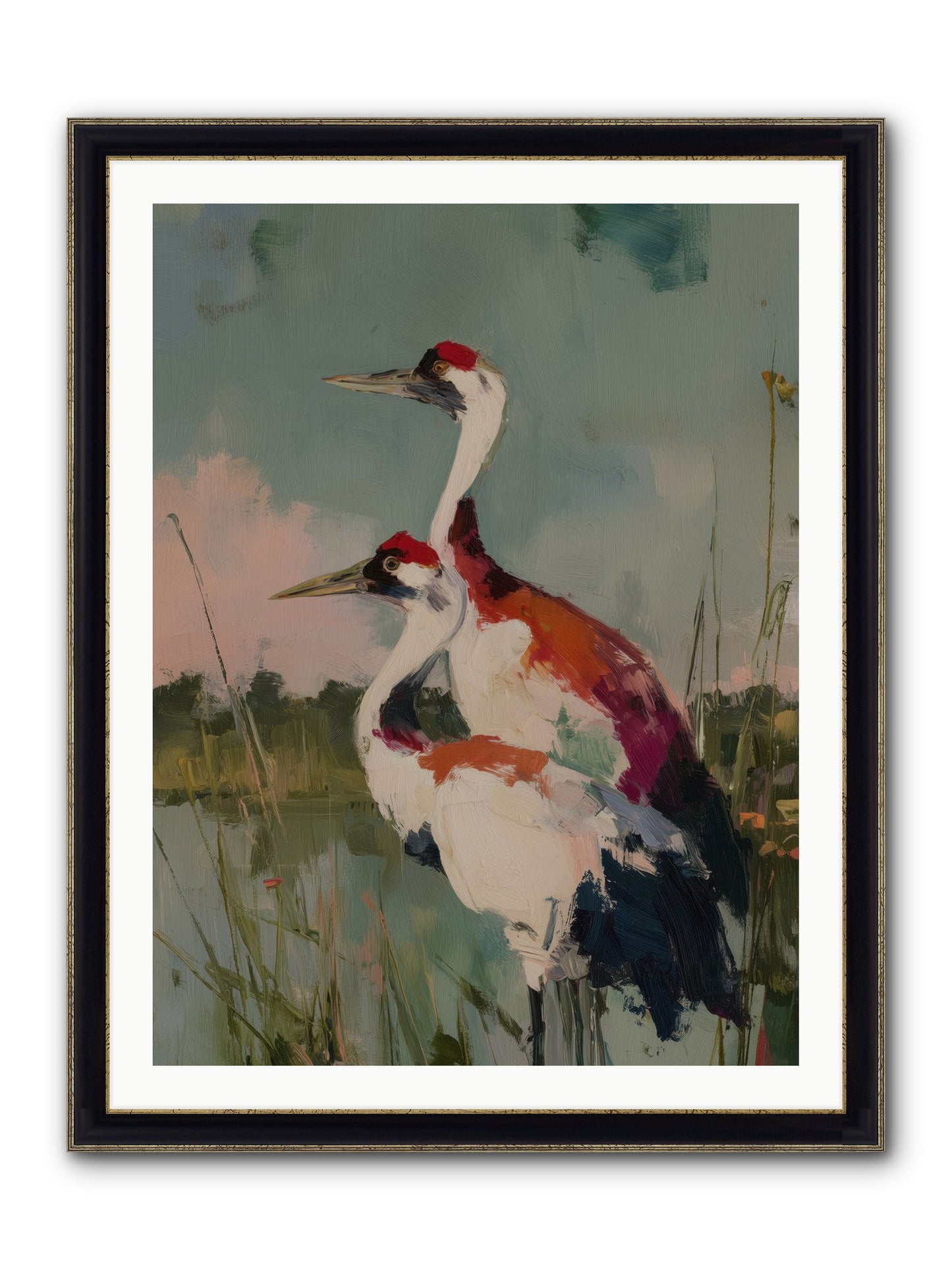 Wetland Wanderers Framed Print - Black & Gold 30x40