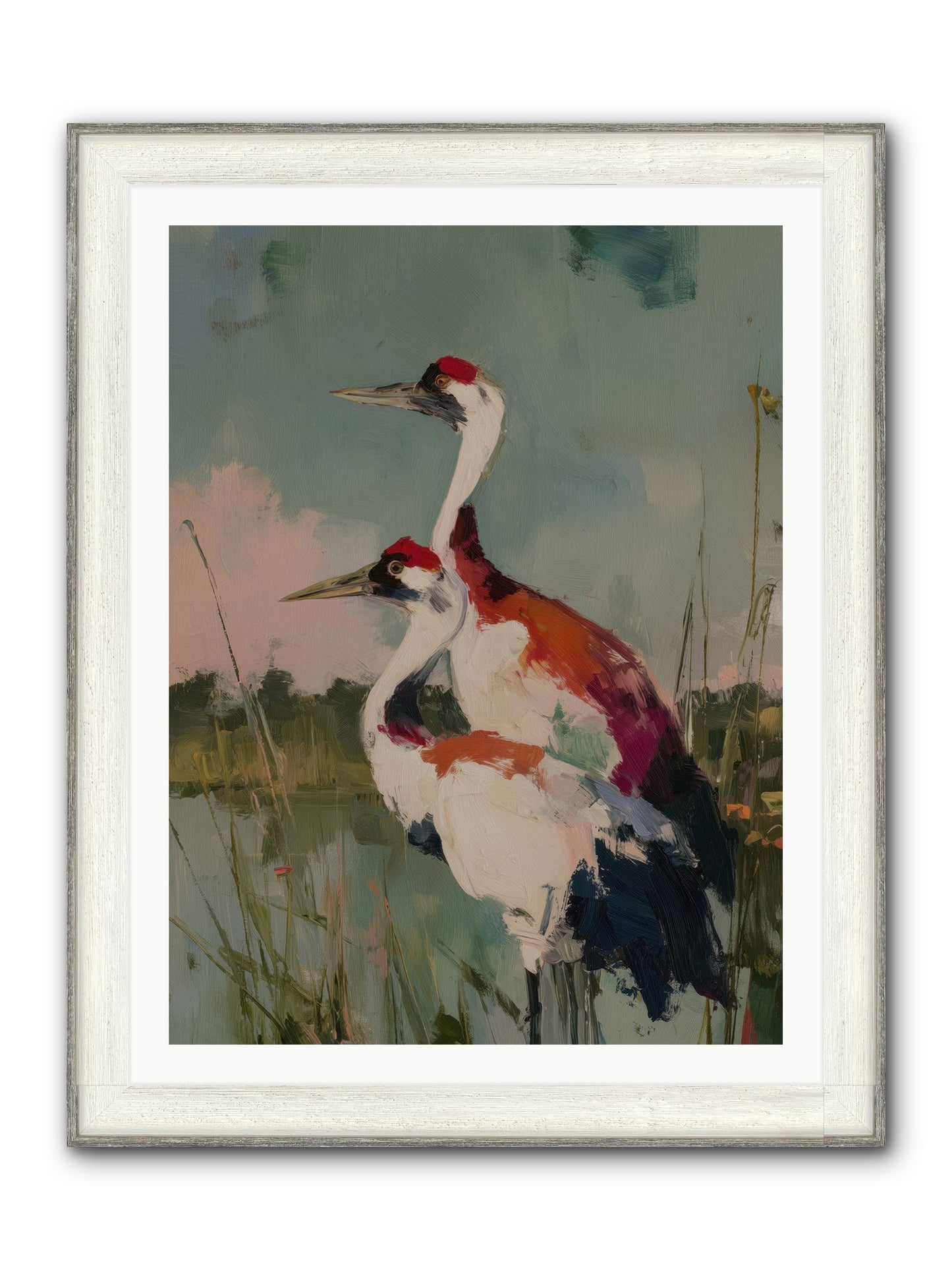 Wetland Wanderers Framed Print - Driftwood White 30x40