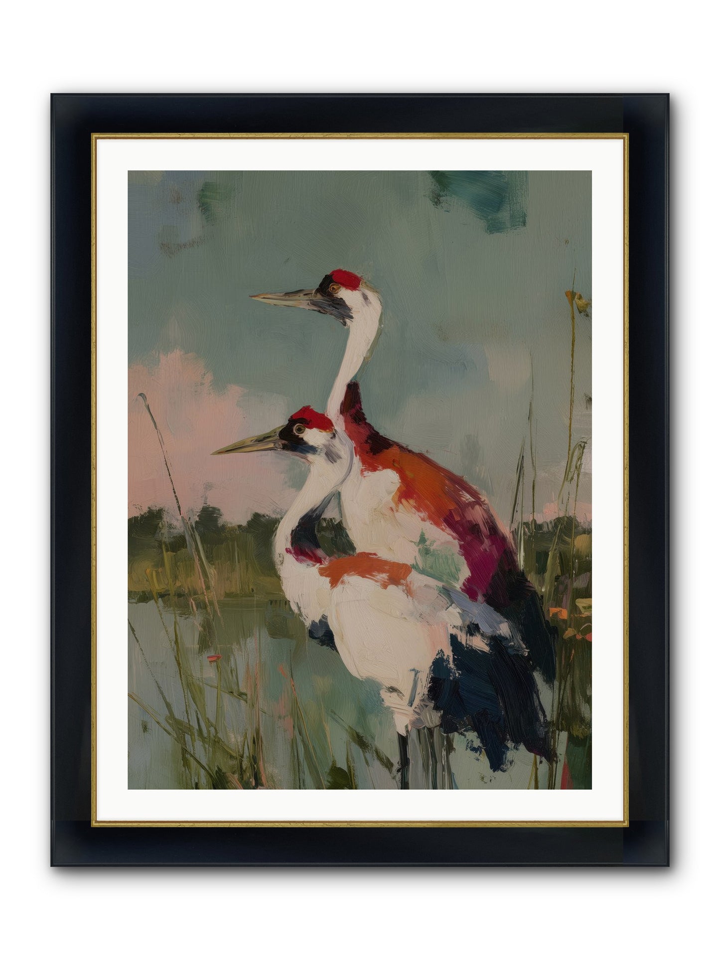 Wetland Wanderers Framed Print - Wide Black w/Gold 30x40