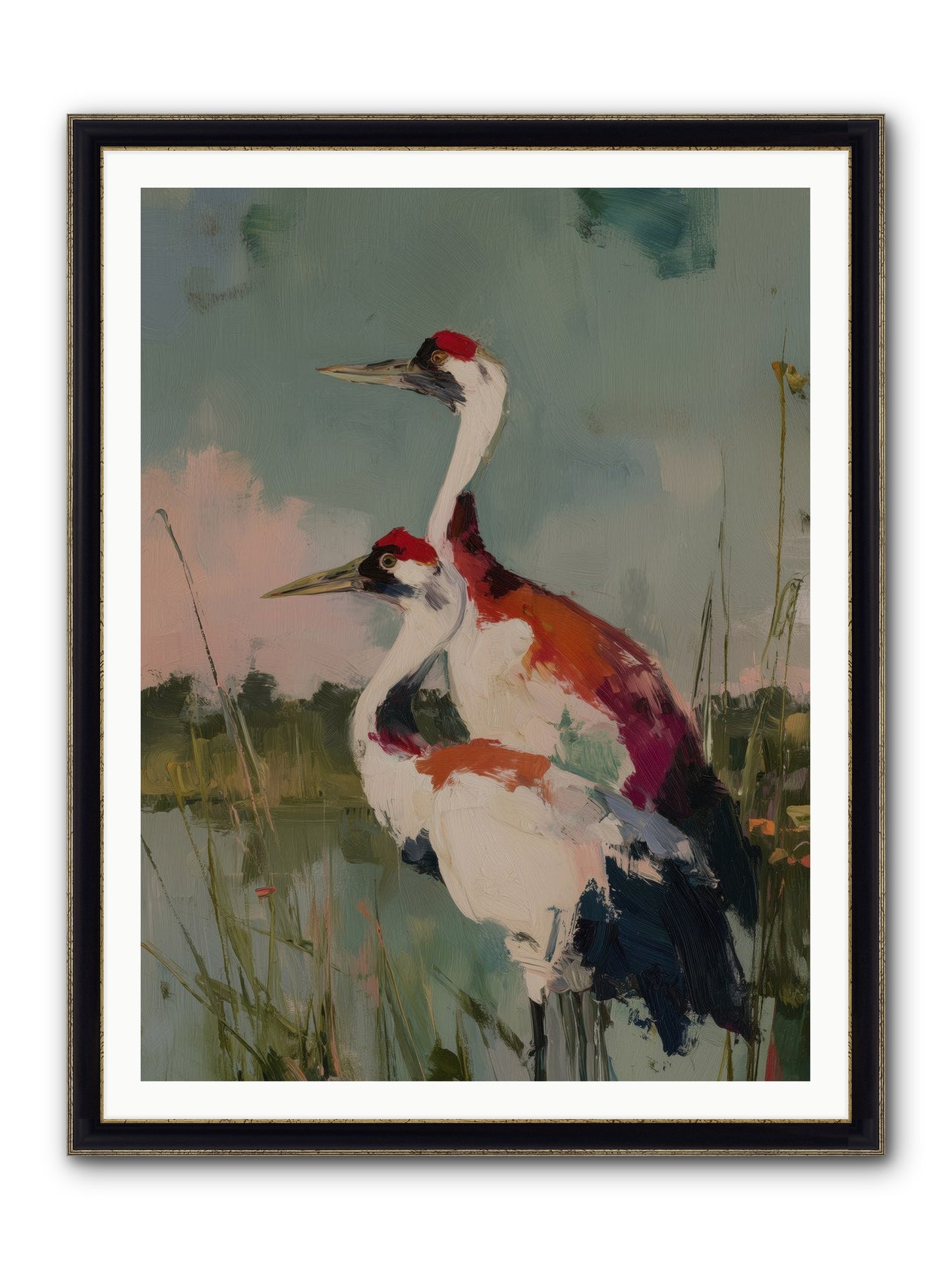 Wetland Wanderers Framed Print - Black & Gold 36x48