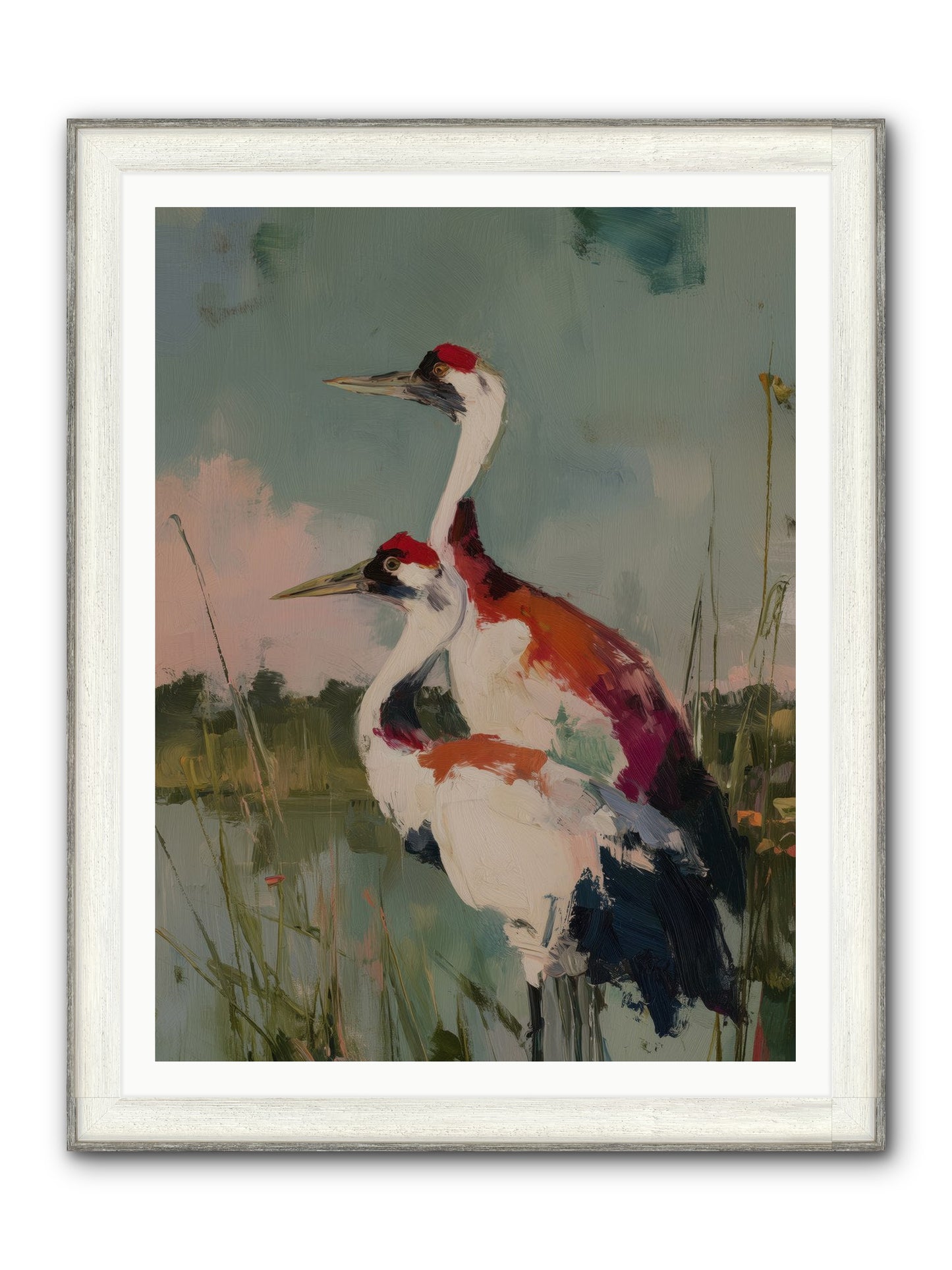 Wetland Wanderers Framed Print - Driftwood White 36x48