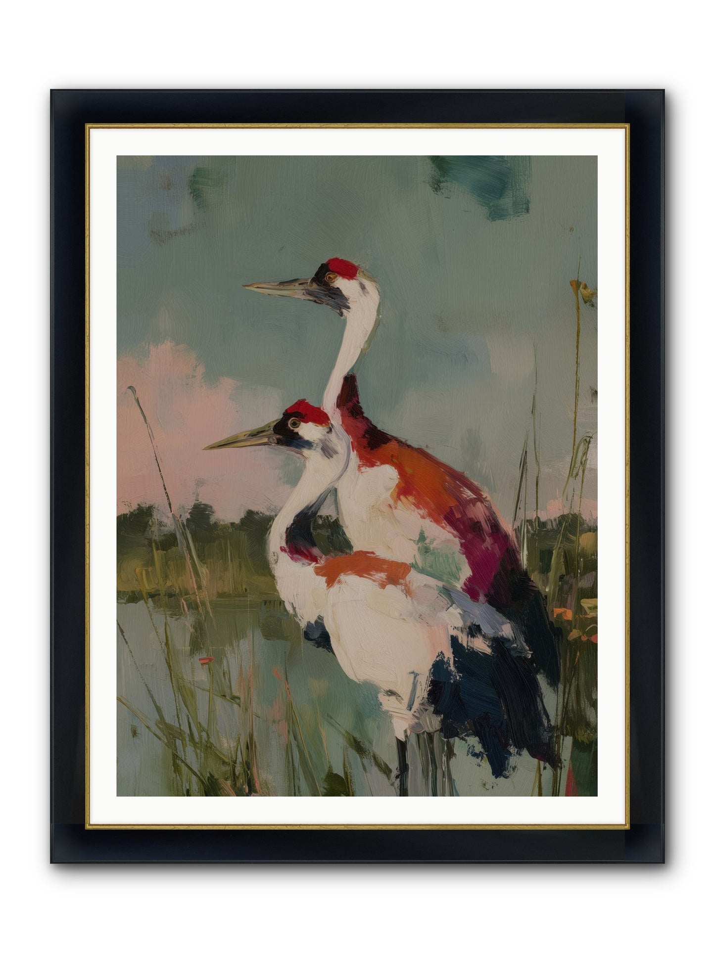 Wetland Wanderers Framed Print - Wide Black w/Gold 36x48