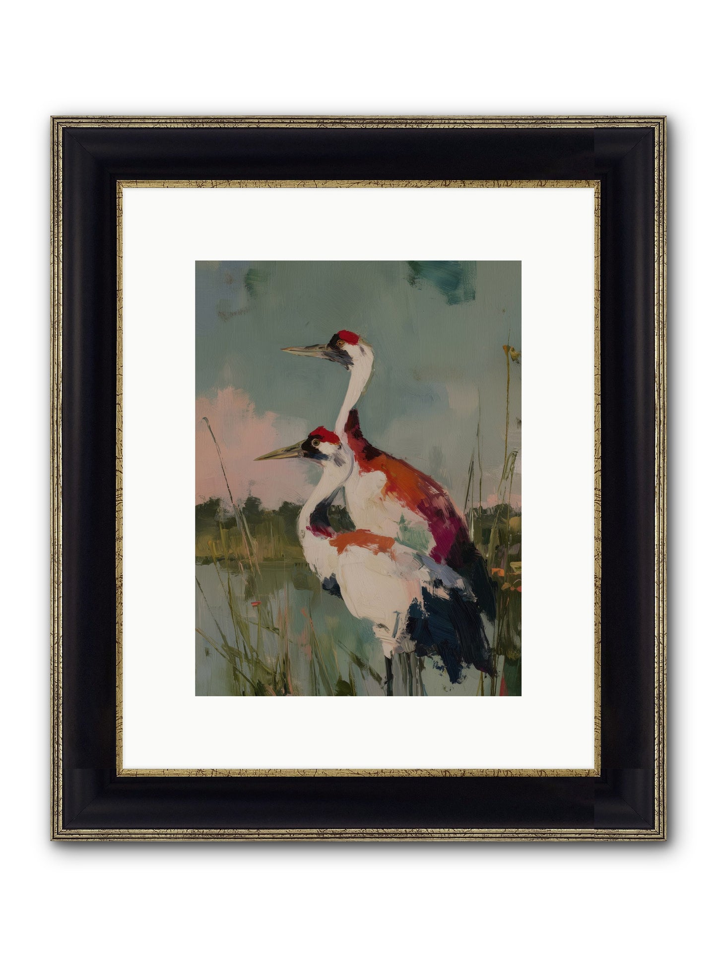 Wetland Wanderers Framed Print - Black & Gold 9x12