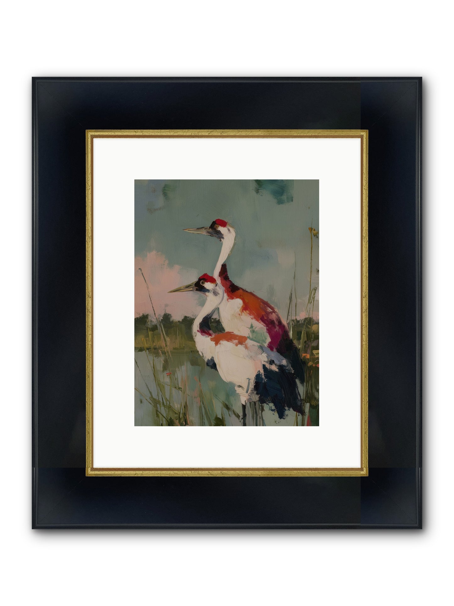 Wetland Wanderers Framed Print - Wide Black w/Gold 9x12