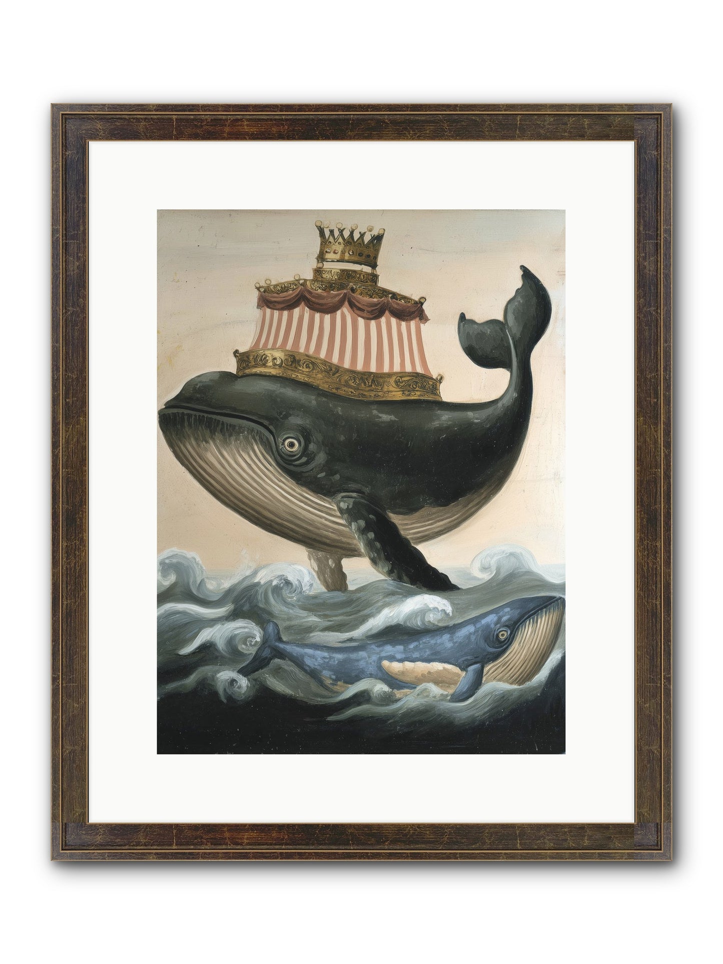Whale King Framed Print - Slimwoods Black/Gold 12x16