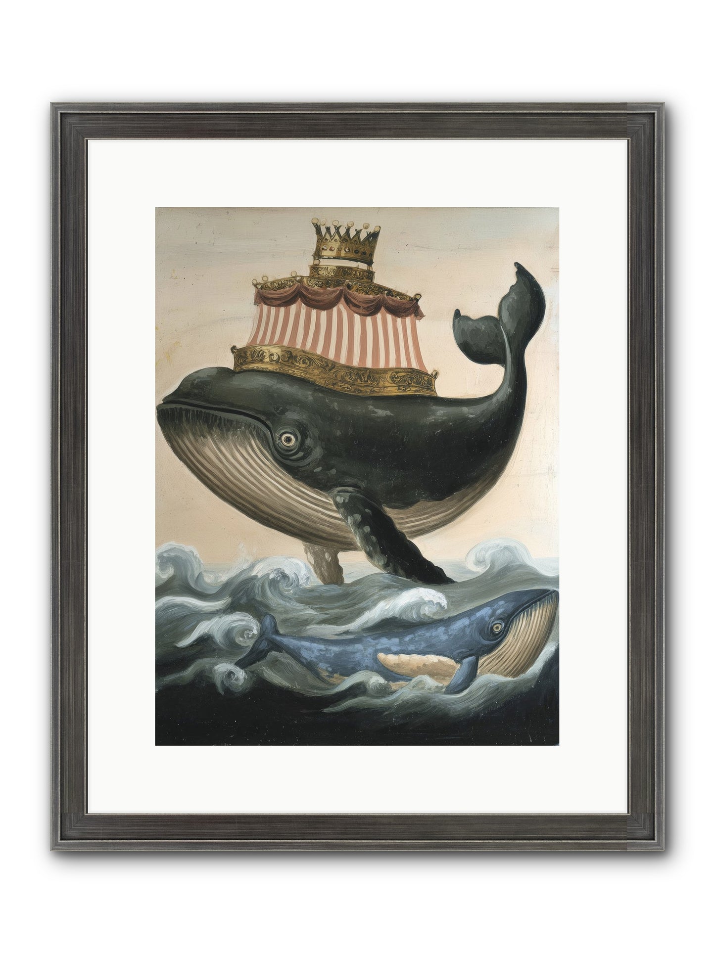 Whale King Framed Print - Slimwoods Black/Silver 12x16