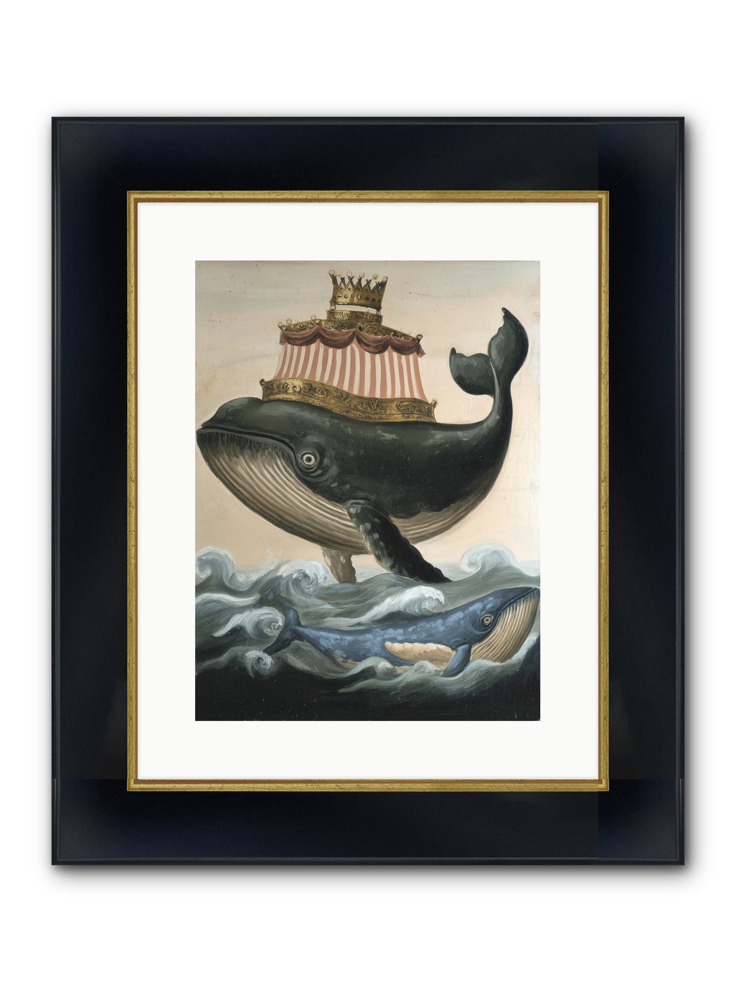 Whale King Framed Print - Wide Black w/Gold 12x16