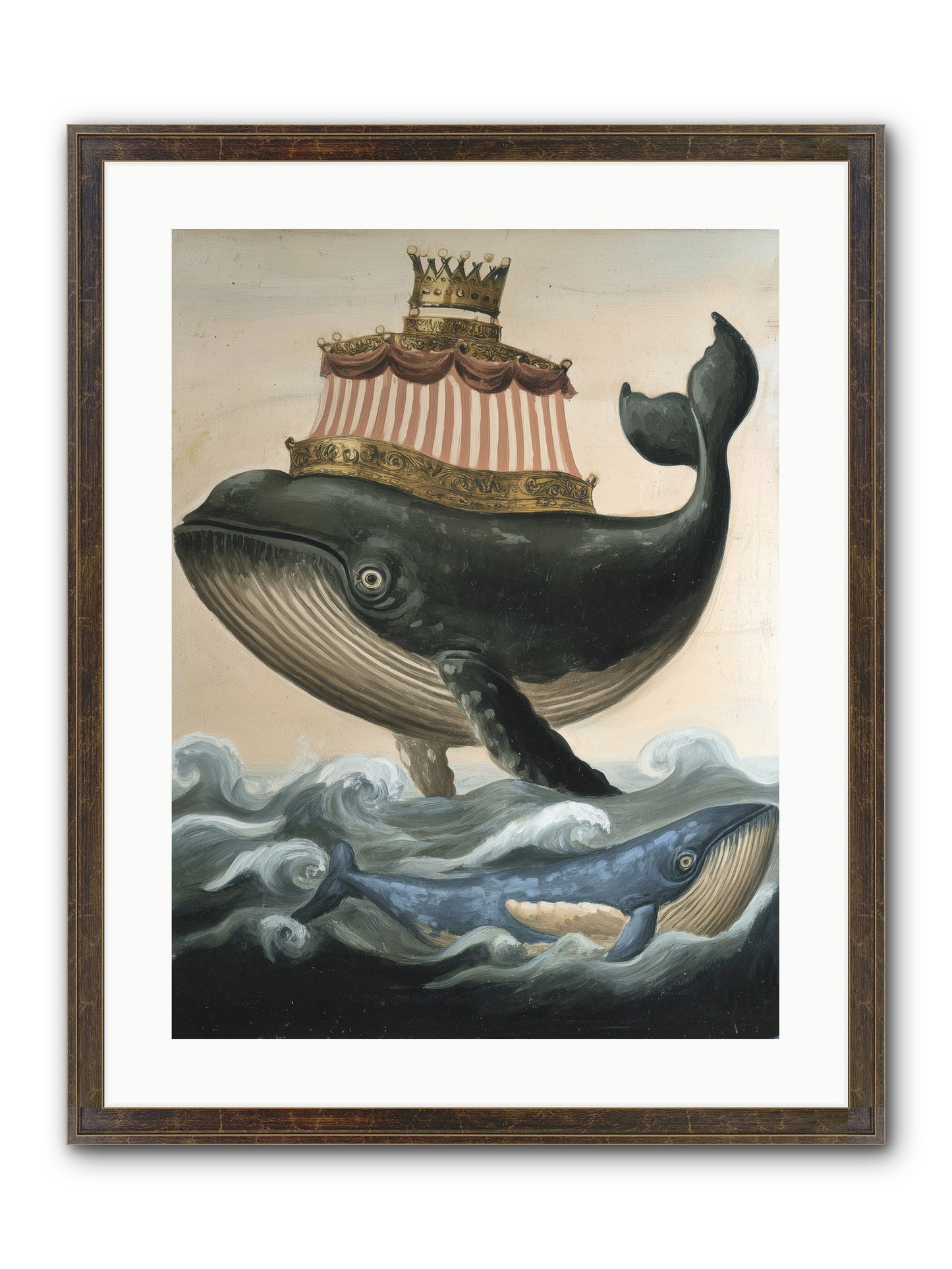 Whale King Framed Print - Slimwoods Black/Gold 18x24