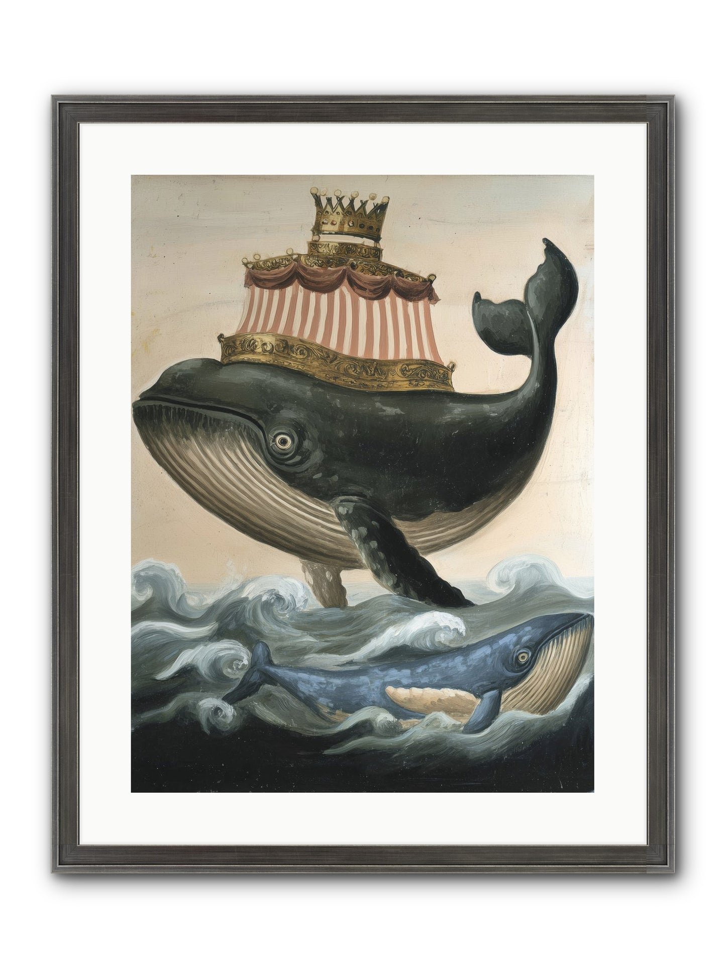 Whale King Framed Print - Slimwoods Black/Silver 18x24