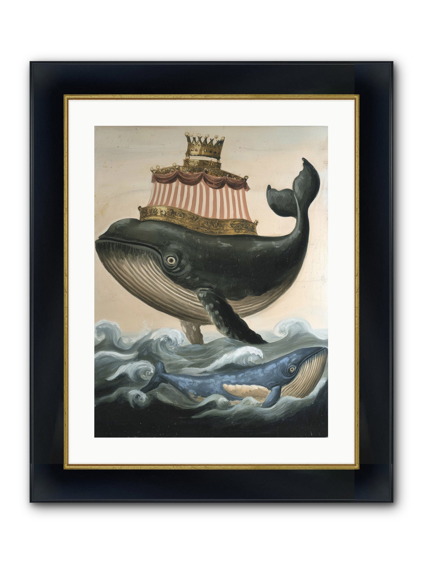 Whale King Framed Print - Wide Black w/Gold 18x24