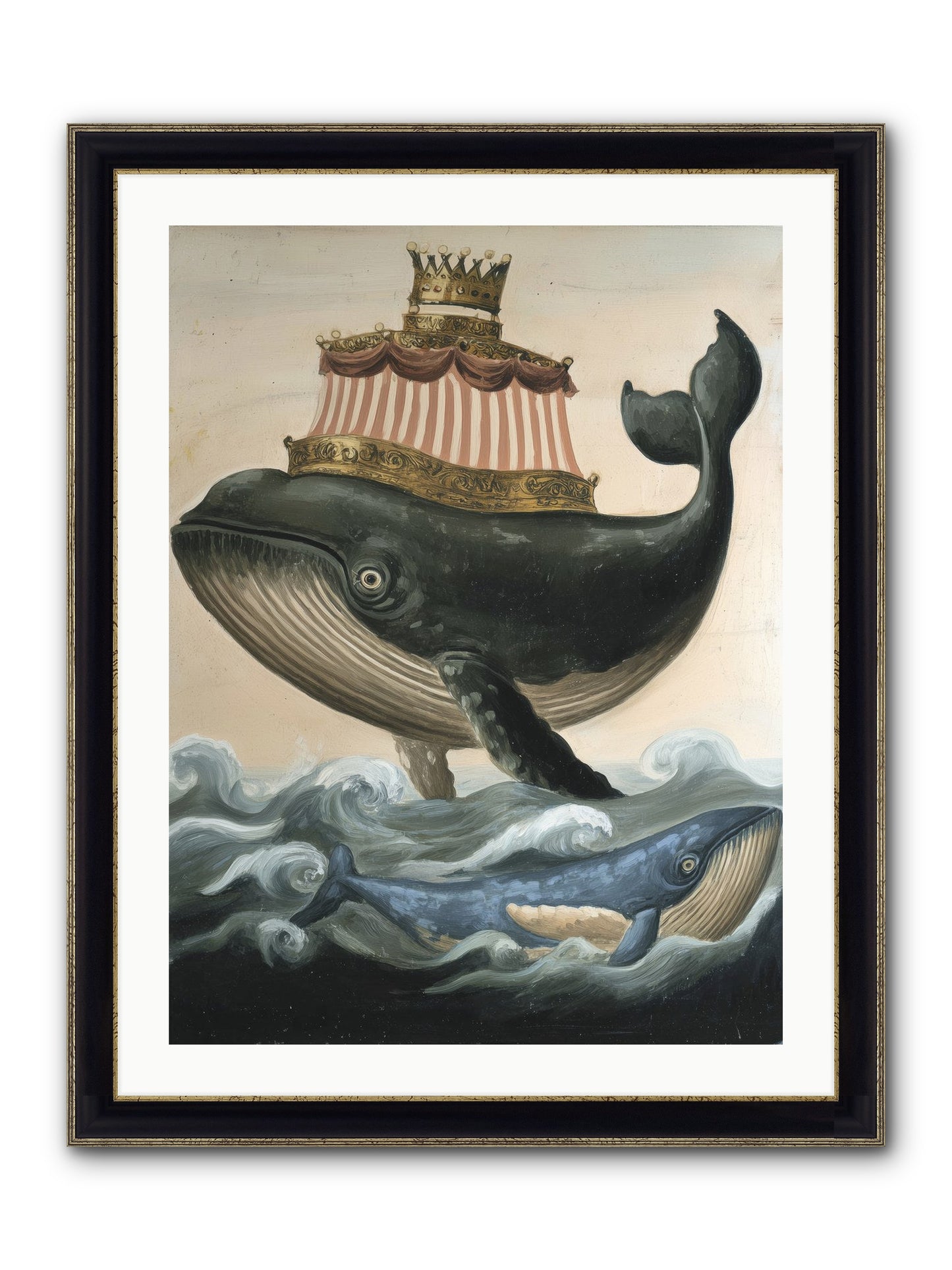 Whale King Framed Print - Black & Gold 24x32