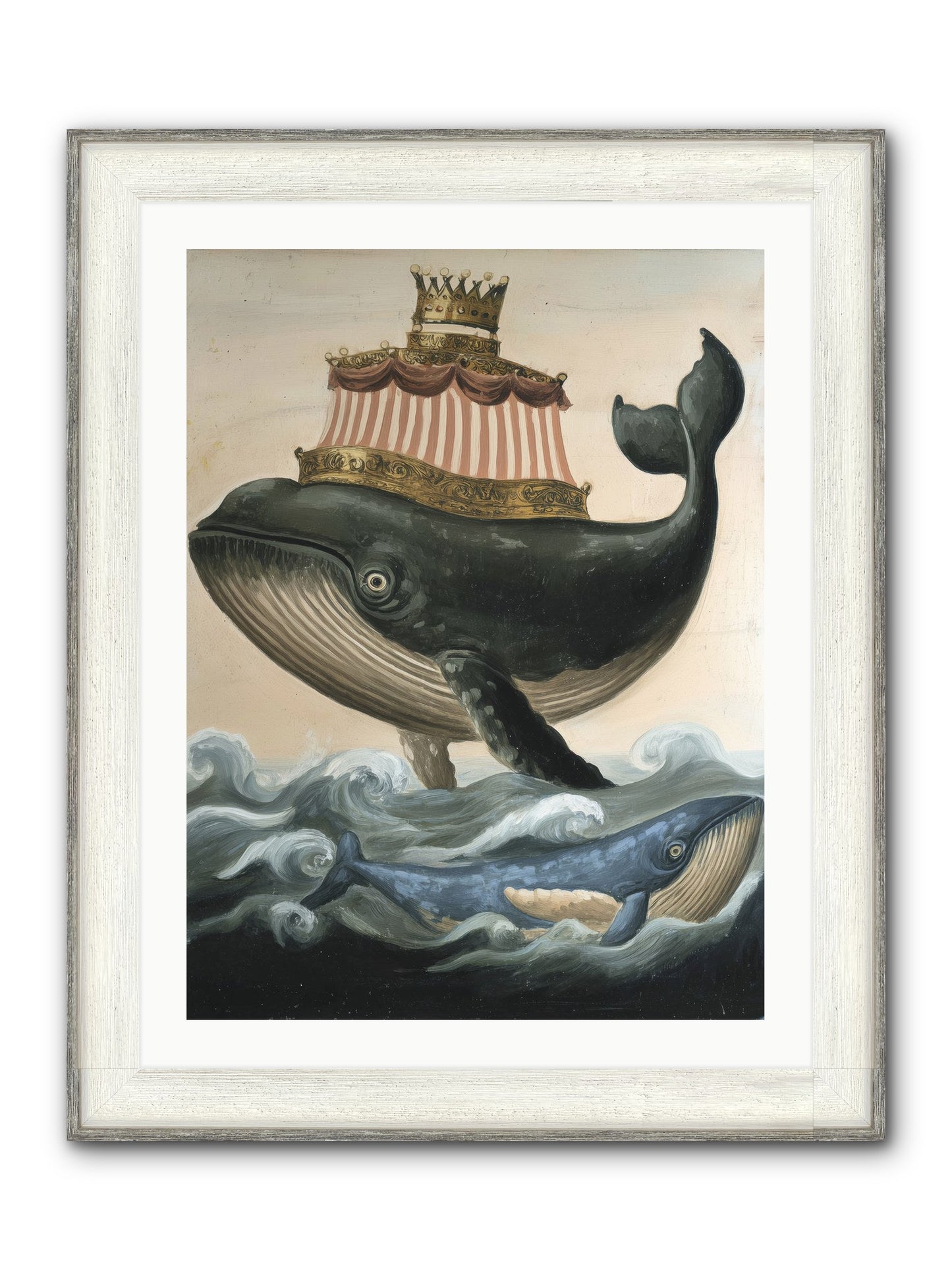 Whale King Framed Print - Driftwood White 24x32