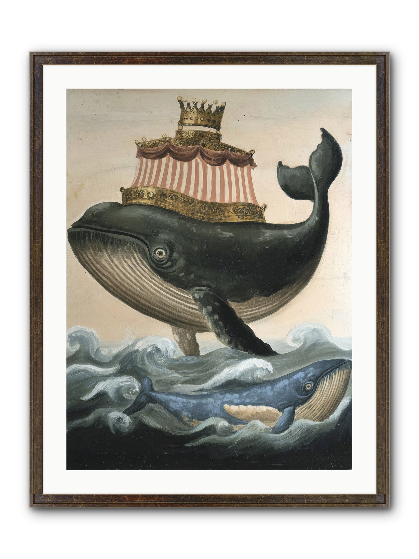 Whale King Framed Print - Slimwoods Black/Gold 24x32