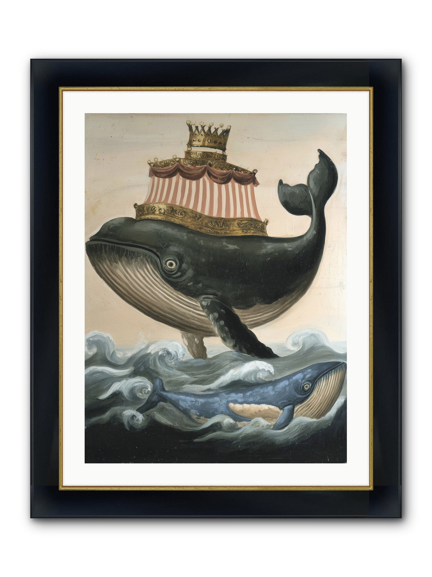 Whale King Framed Print - Wide Black w/Gold 24x32