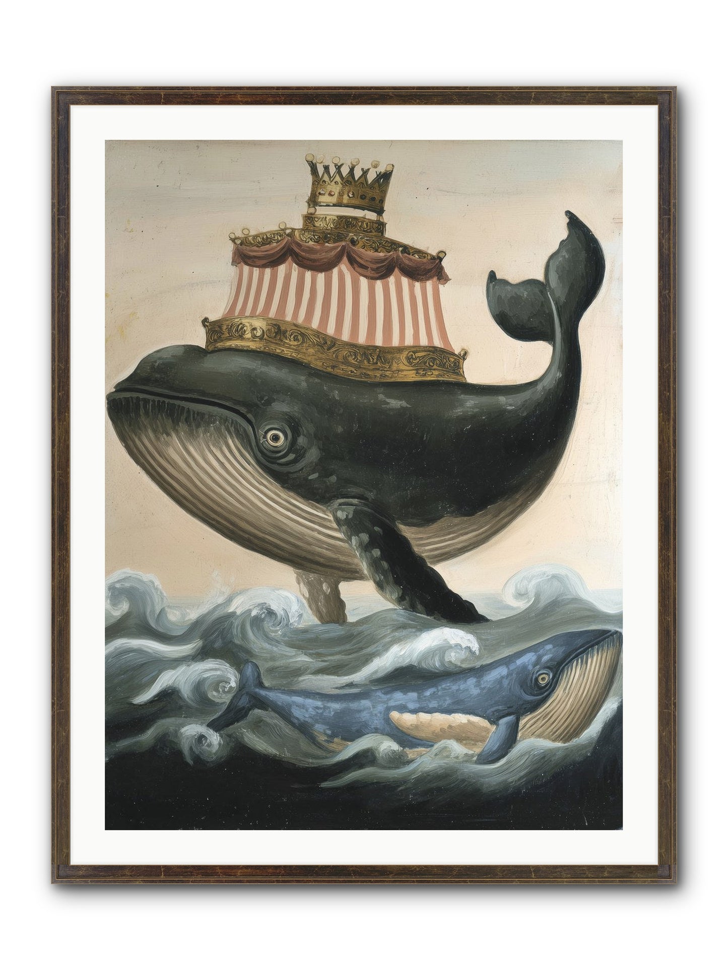 Whale King Framed Print - Slimwoods Black/Gold 30x40