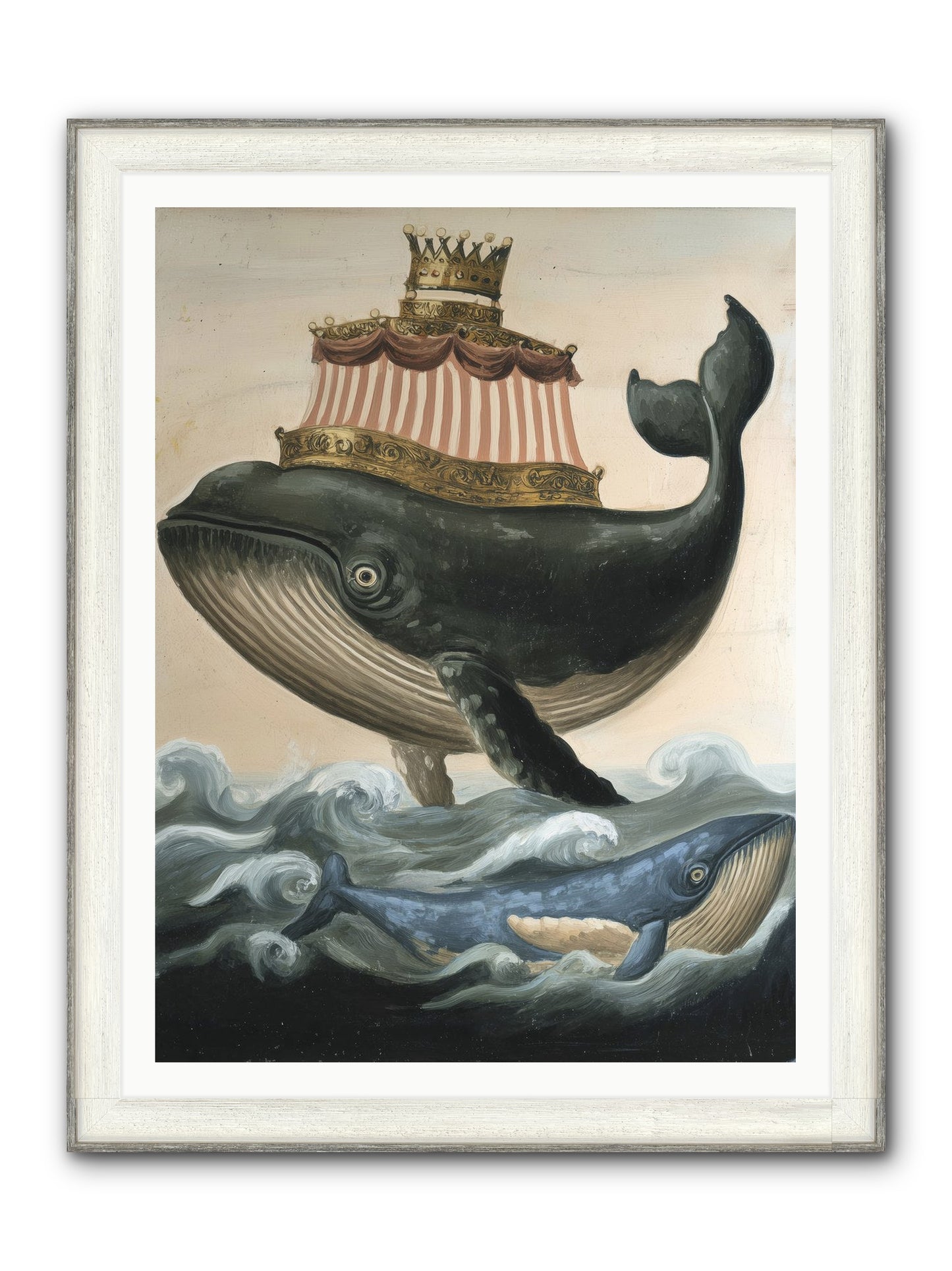 Whale King Framed Print - Driftwood White 36x48