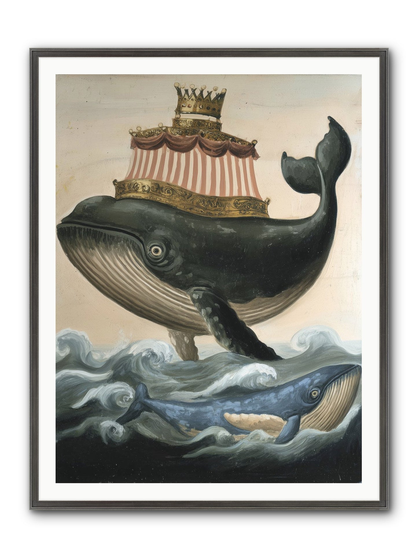 Whale King Framed Print - Slimwoods Black/Silver 36x48