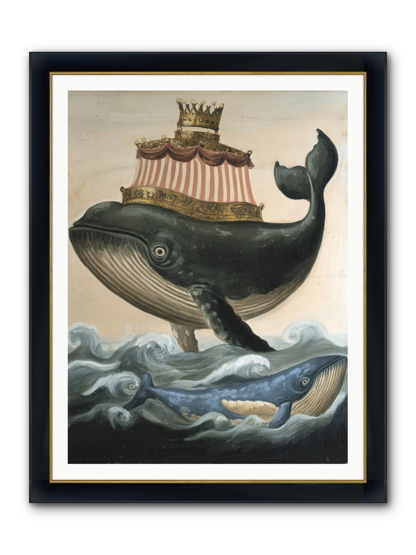 Whale King Framed Print - Wide Black w/Gold 36x48