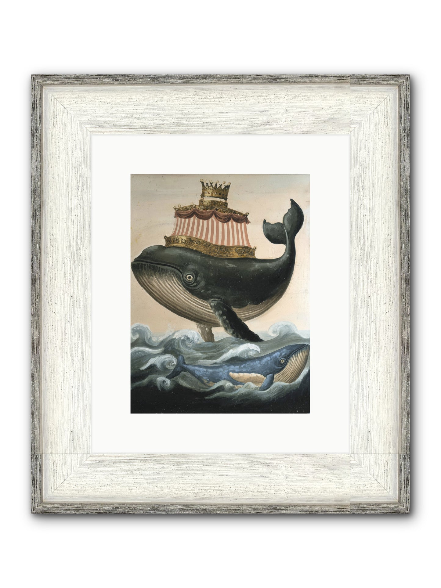 Whale King Framed Print - Driftwood White 9x12