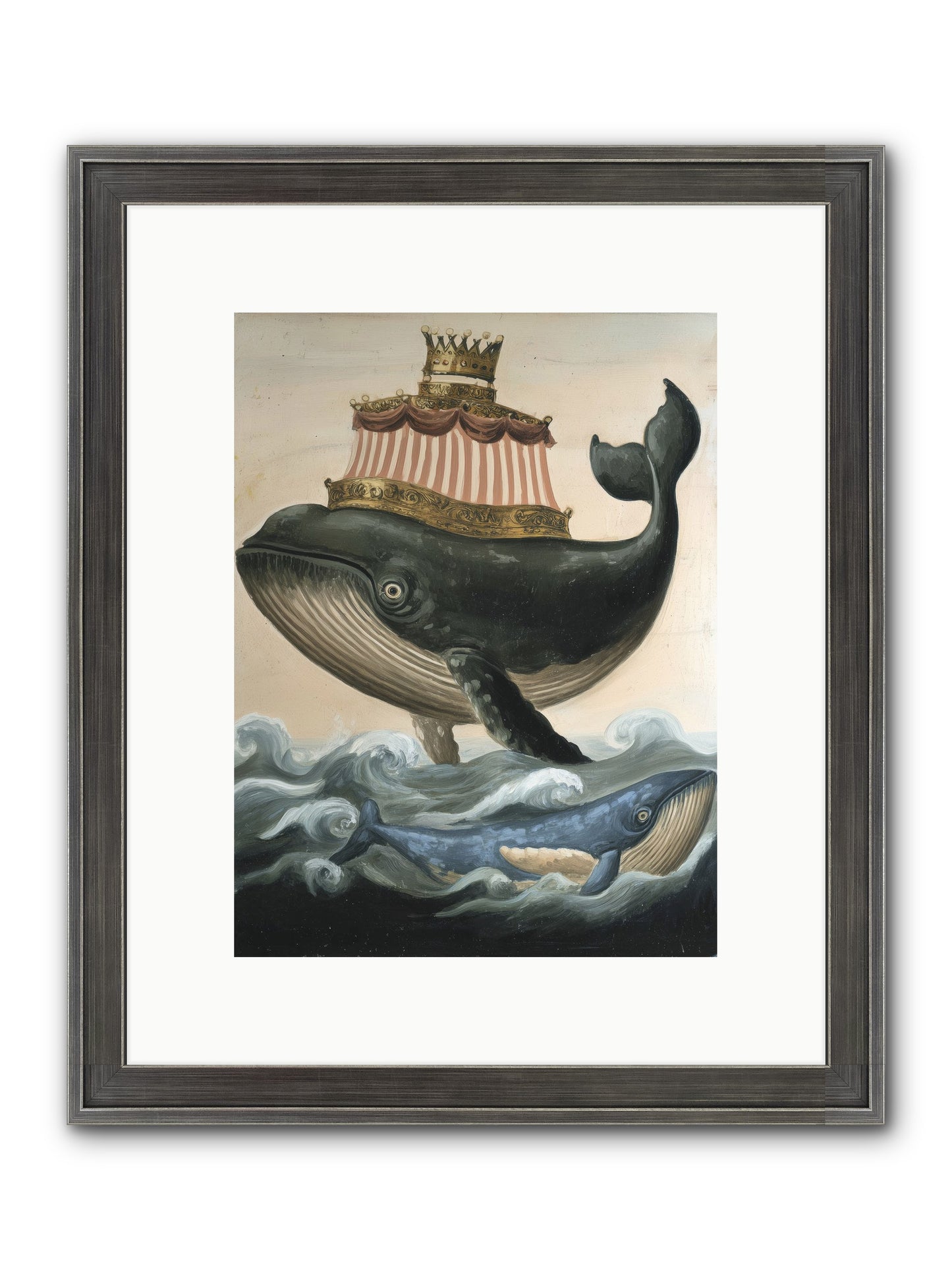 Whale King Framed Print - Slimwoods Black/Silver 9x12